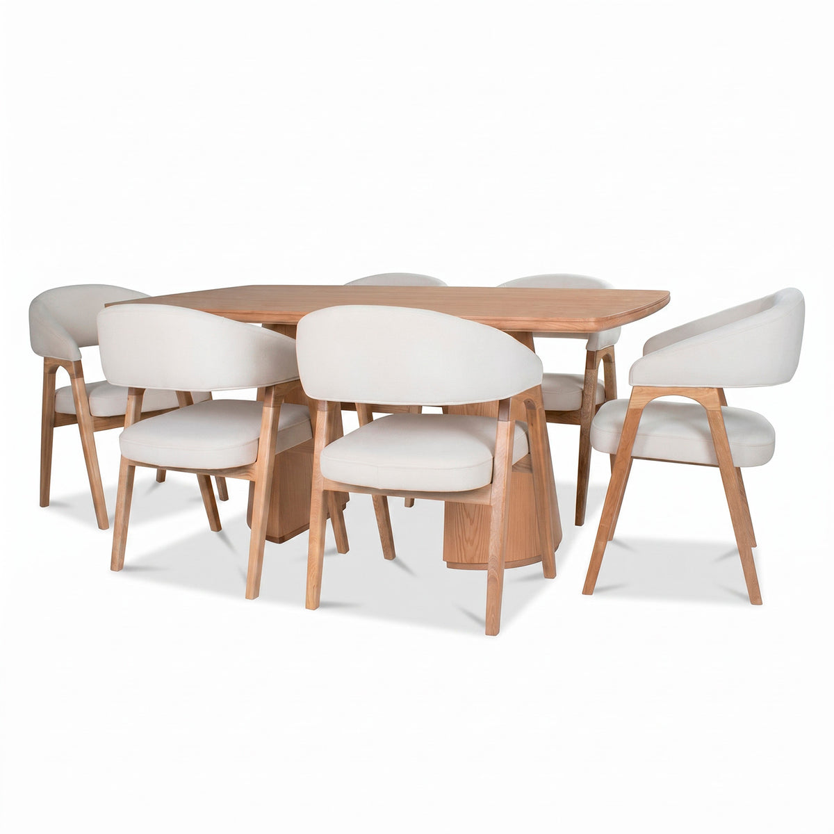 Comedor 6 Puestos Vicka Velvet Serena Beige, Cubierta Natural