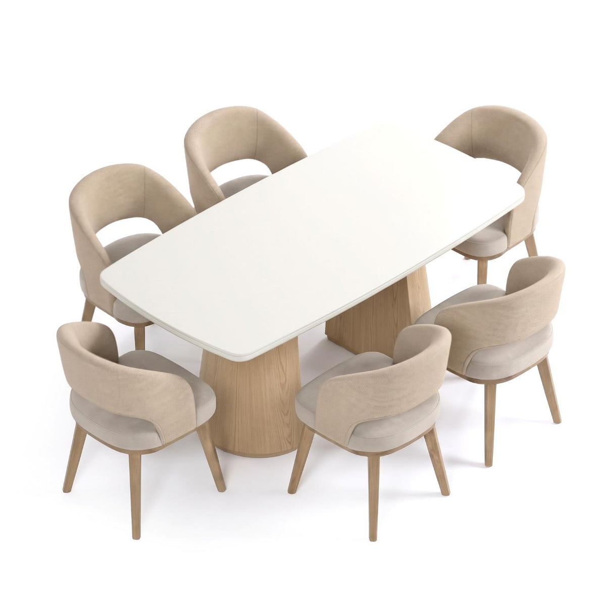 Comedor 6 Puestos Fiori Imputu Beige, Natural