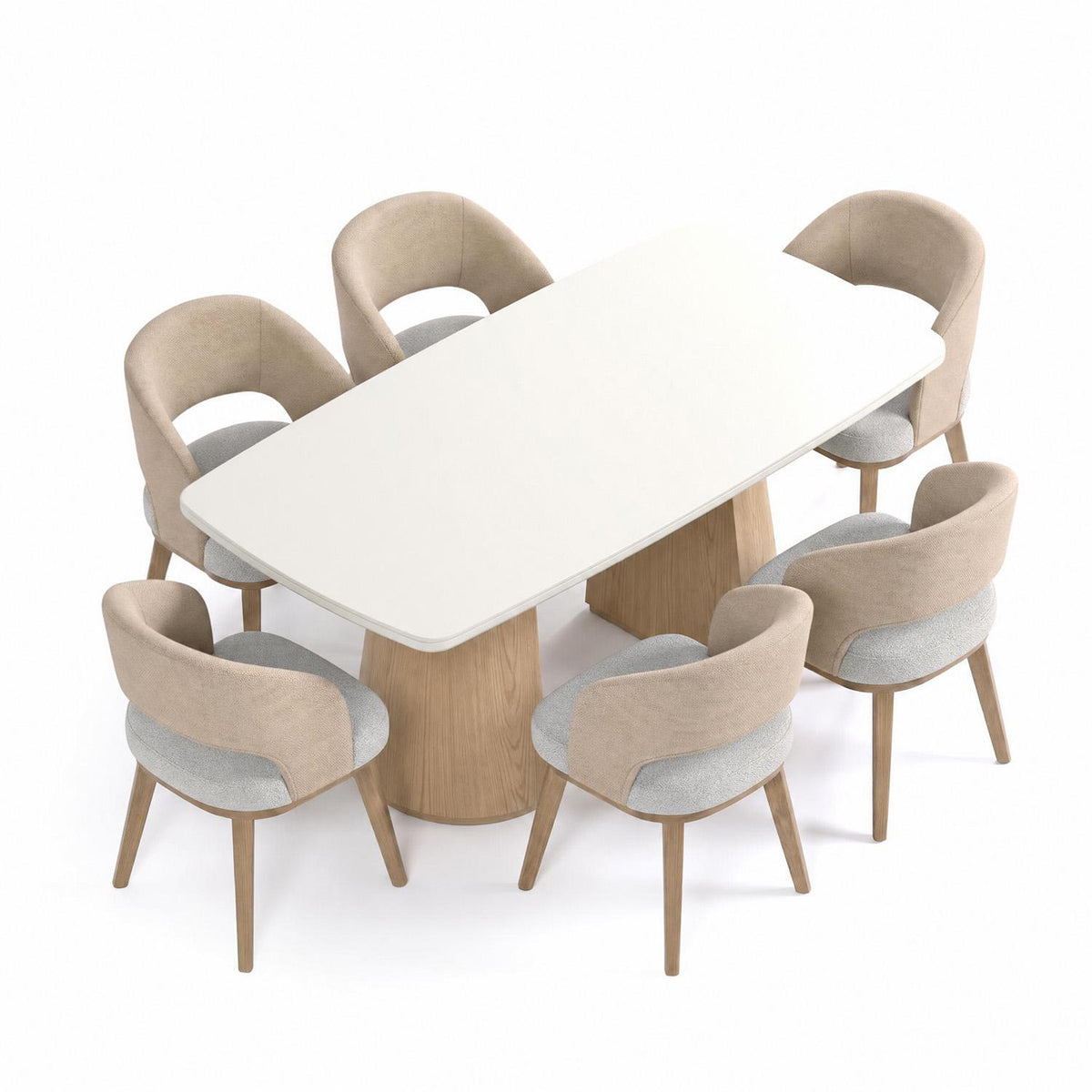 Comedor 6 Puestos Fiori Imputu Beige, Natural