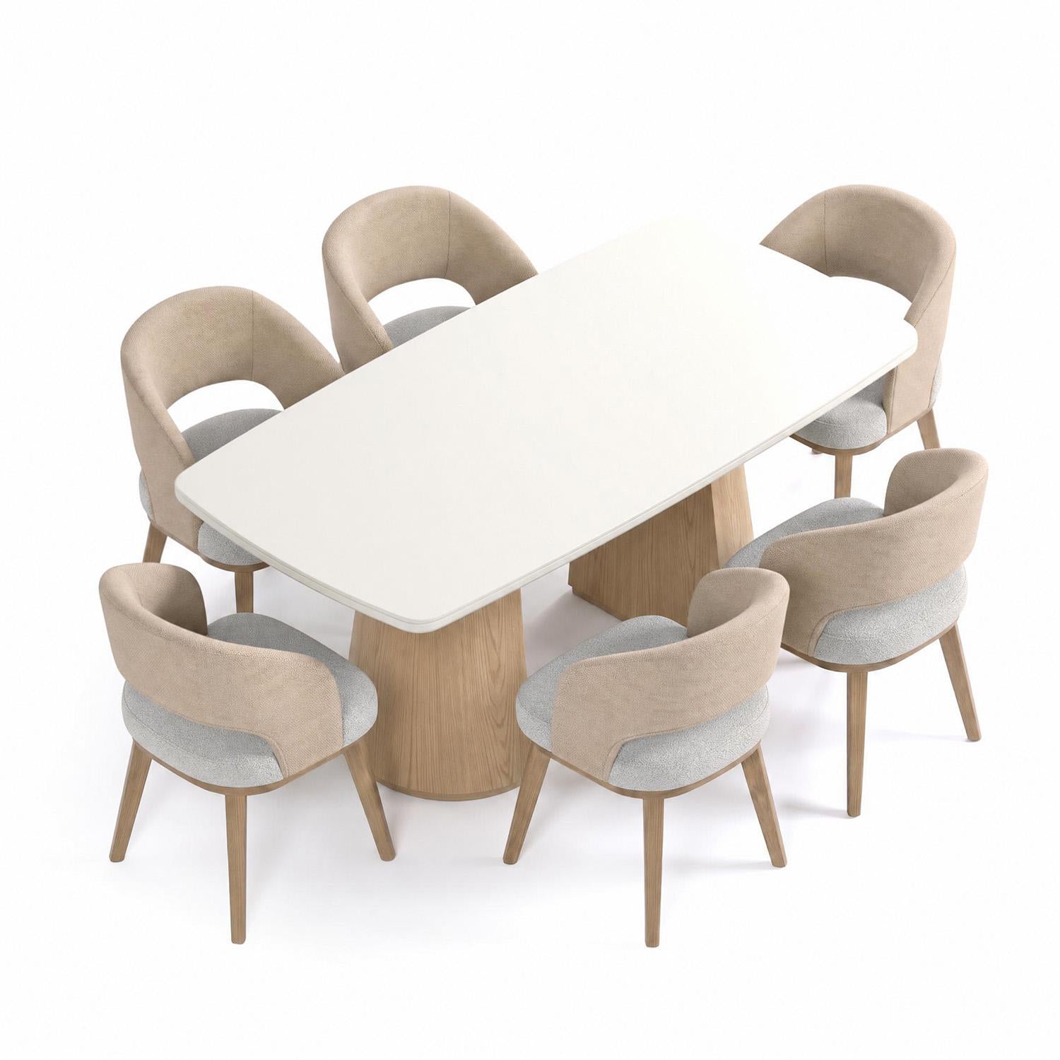 Comedor 6 Puestos Fiori Imputu Beige, Natural
