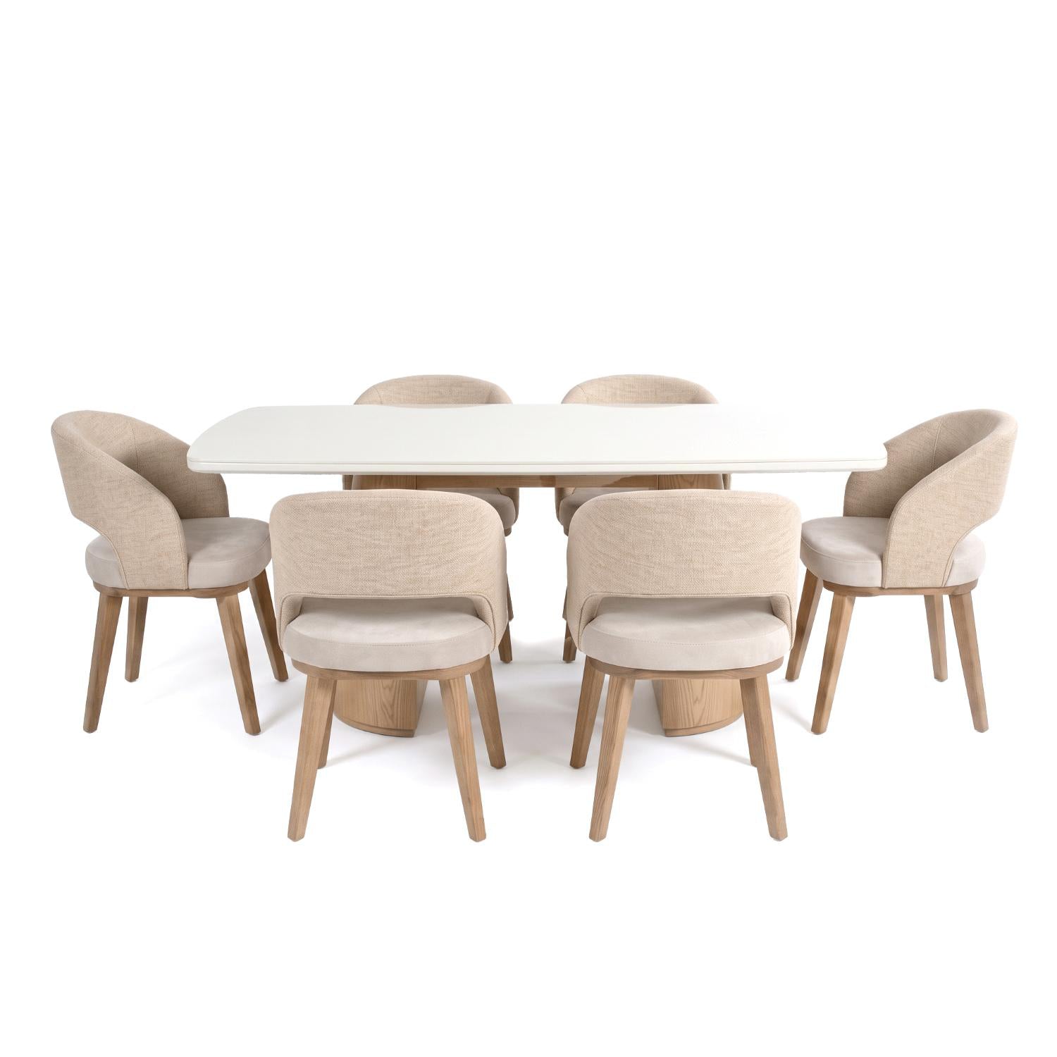 Comedor 6 Puestos Fiori Imputu Beige, Natural