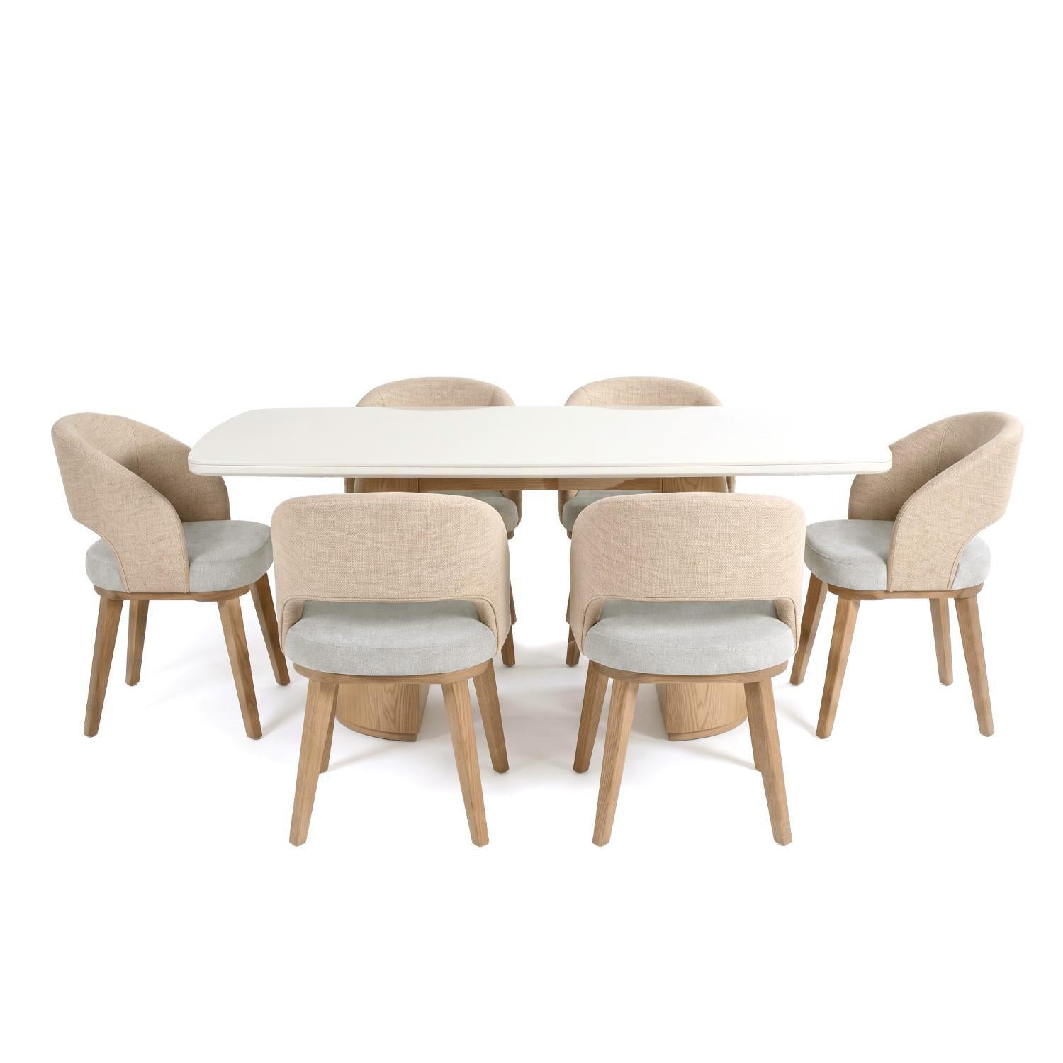 Comedor 6 Puestos Fiori Imputu Beige, Natural