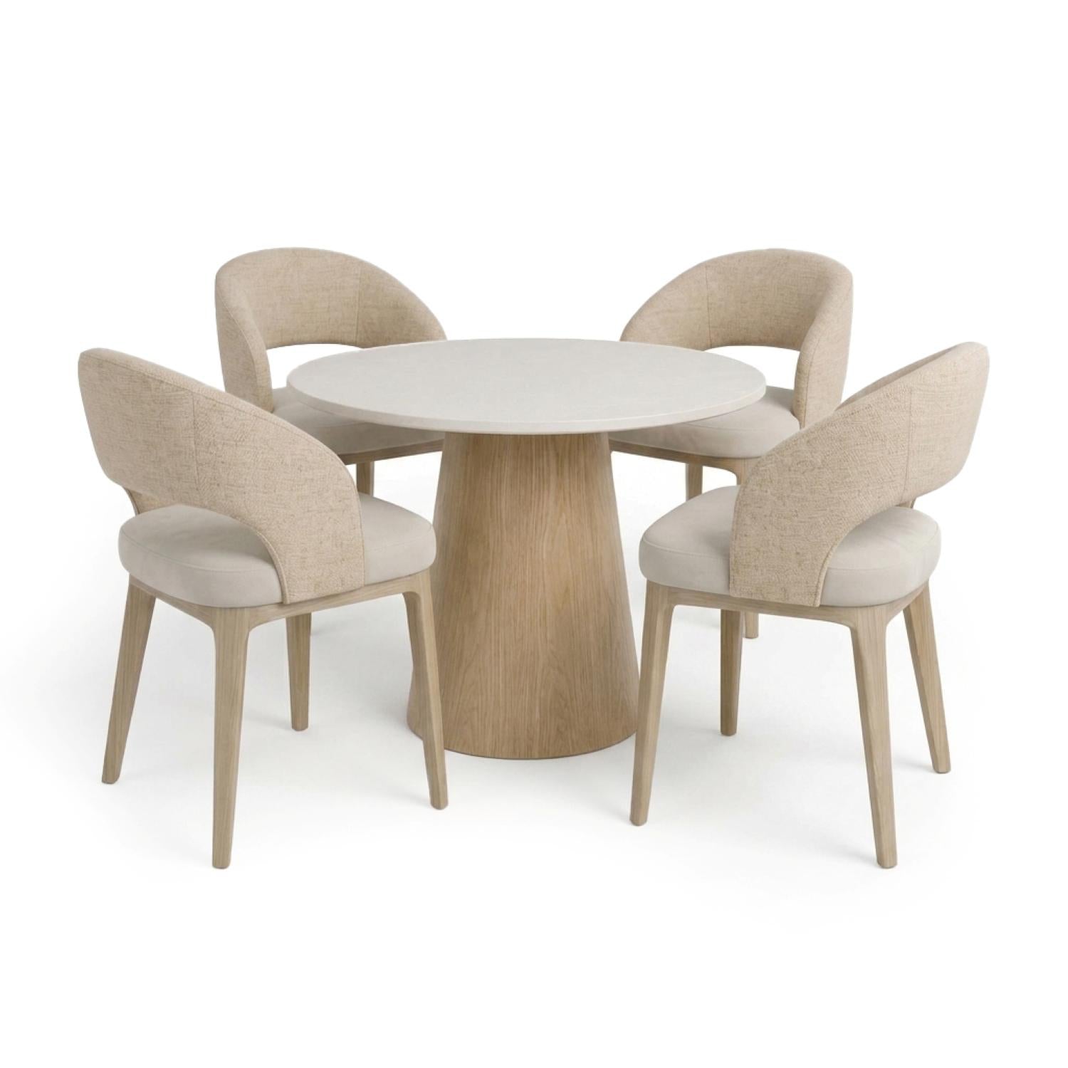 Comedor 4 Puestos Fiori Imputu Beige, Natural