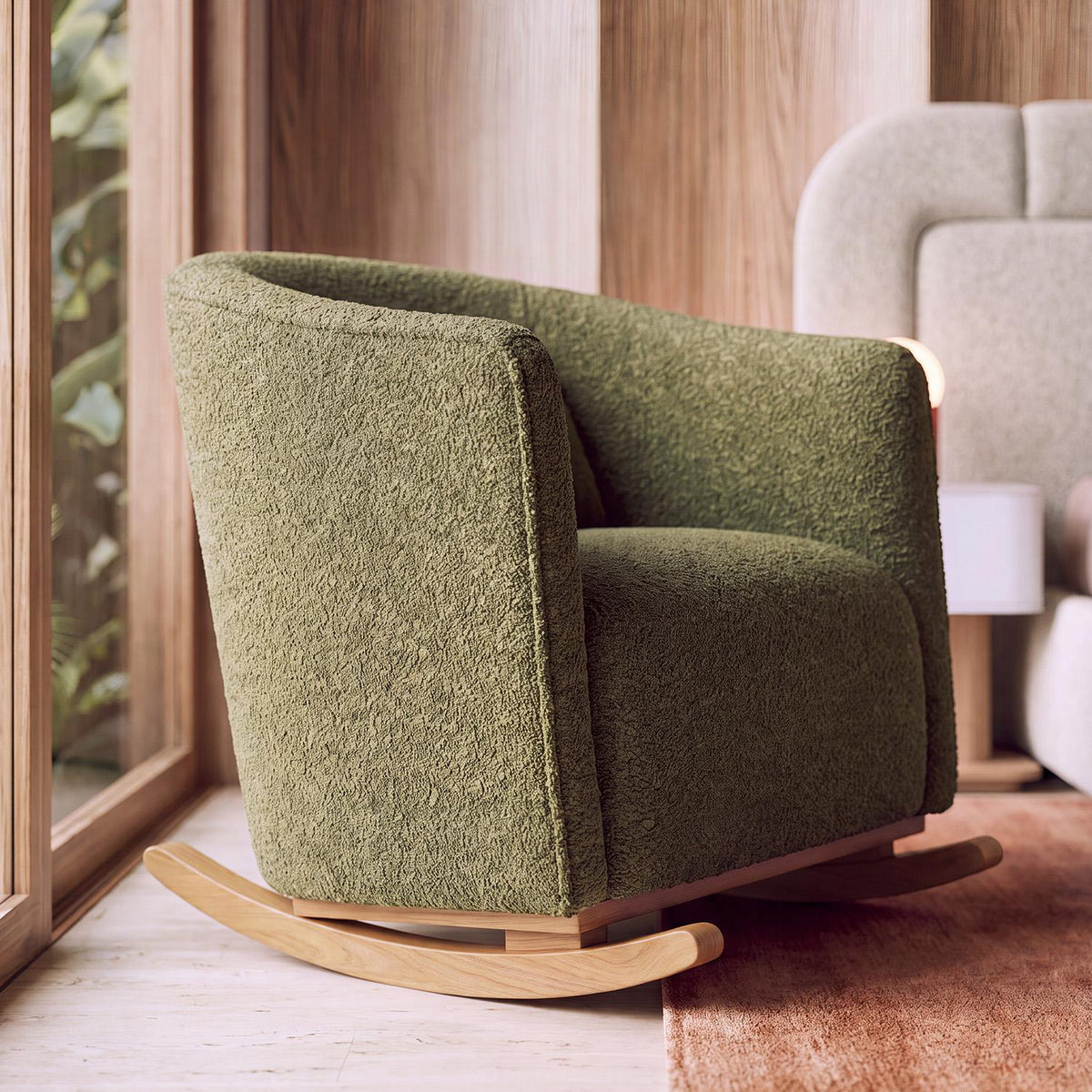Mecedora Atenea Boucle Dotty Verde, Natural