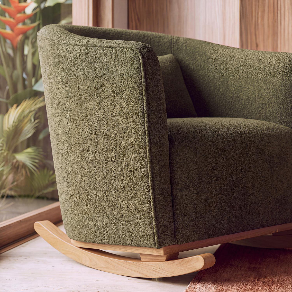 Mecedora Atenea Boucle Dotty Verde, Natural
