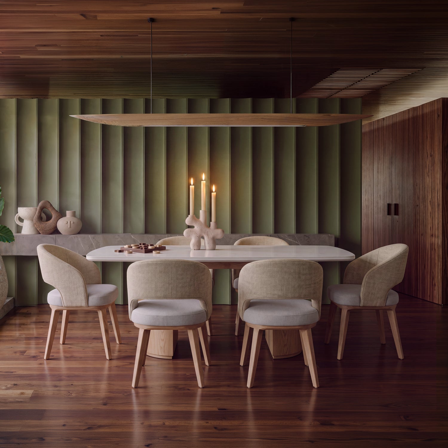 Comedor 4 Puestos Fiori Imputu Beige, Natural