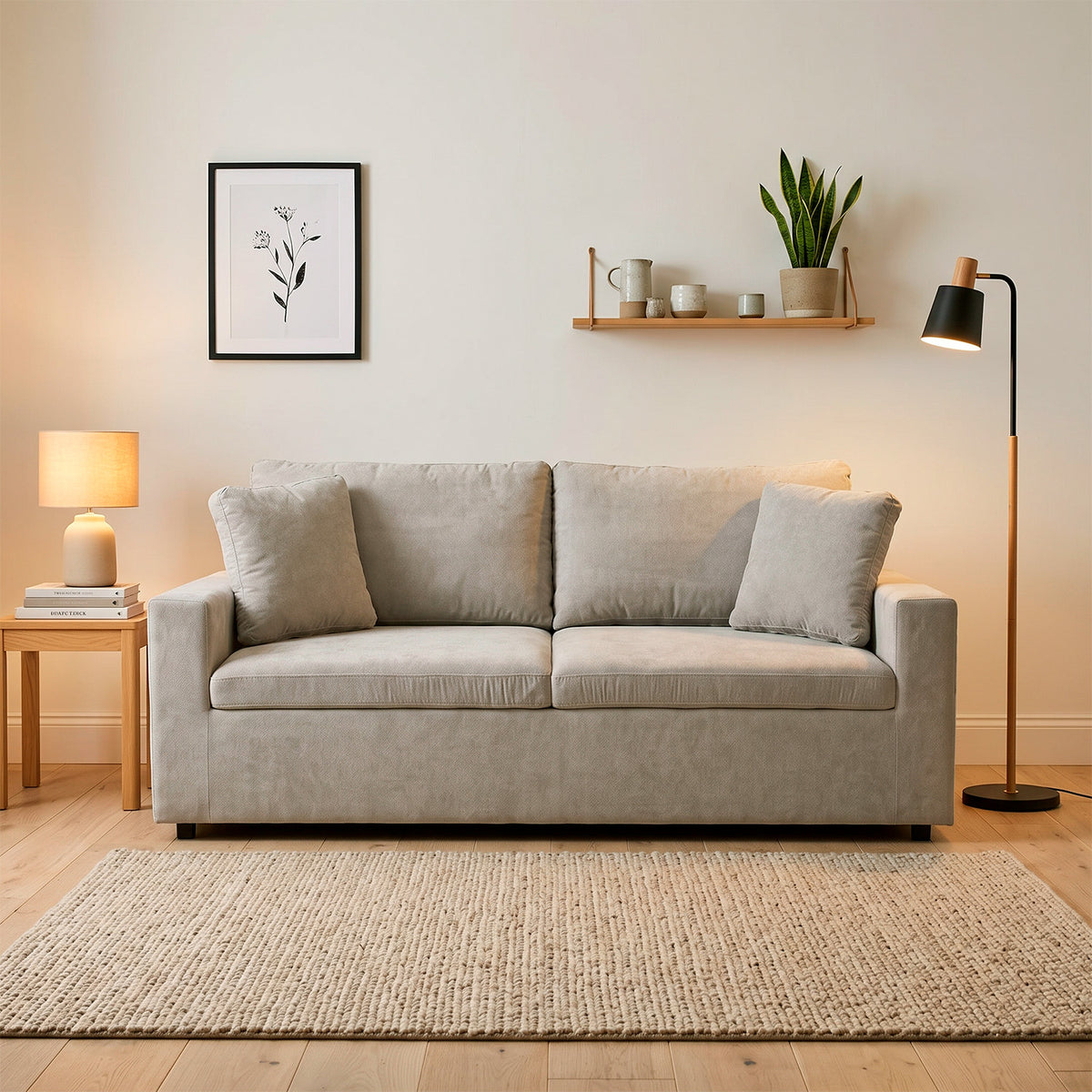 Sofá 2 Puestos Creta Chenille Impetu Beige 1.50 M