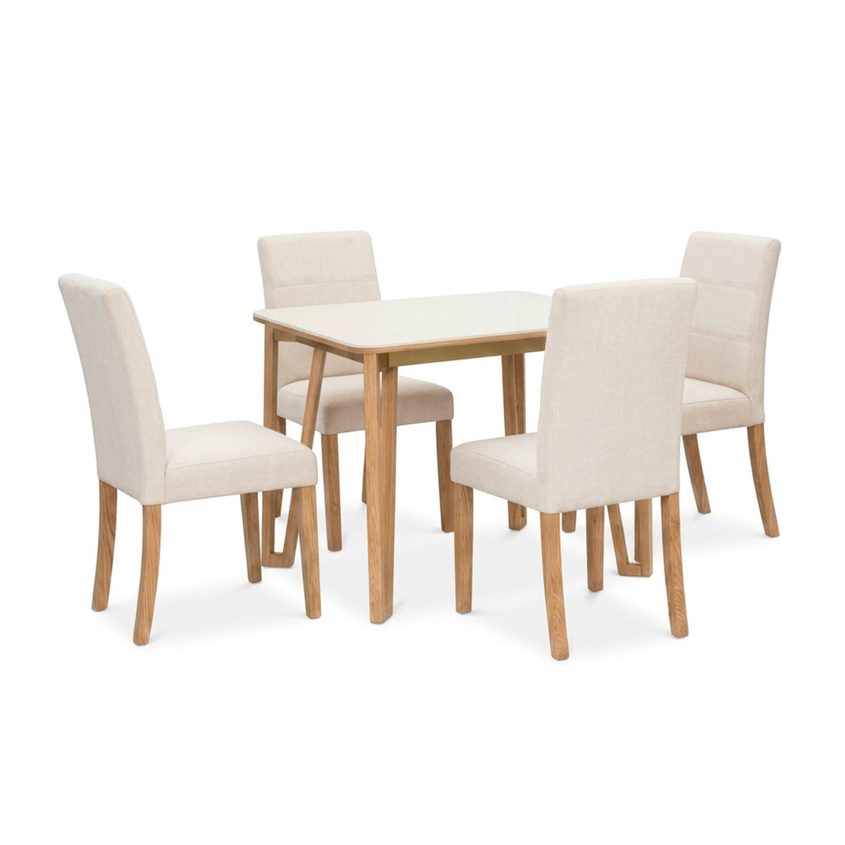 Comedor 4 Puestos Bianco Chenille Impetu Beige, Natural