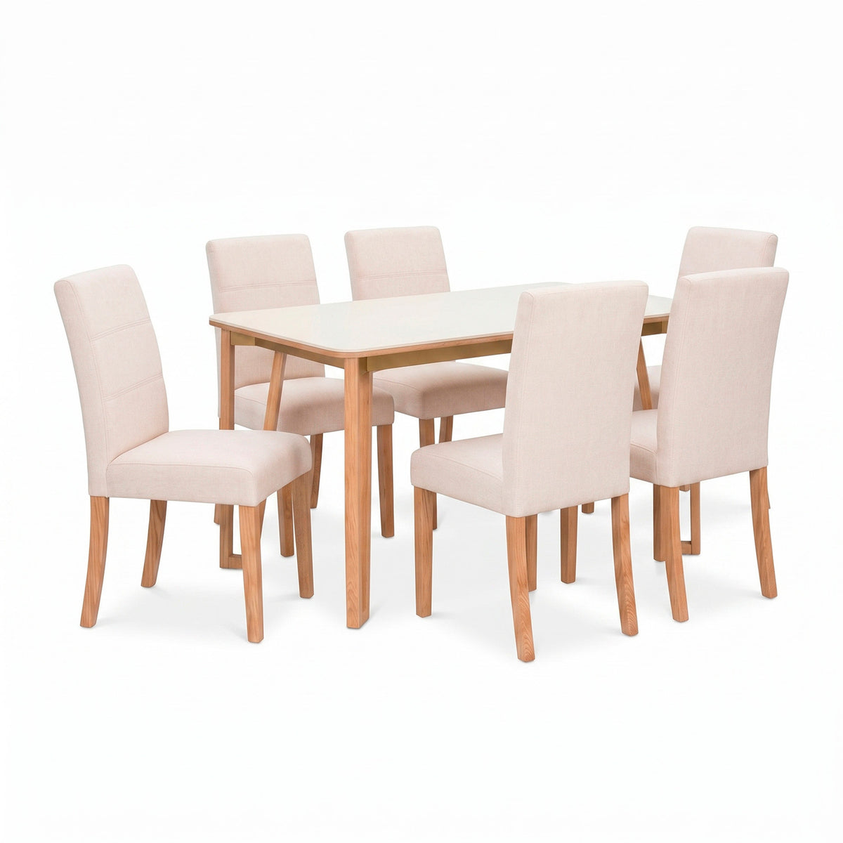 Comedor 6 Puestos Bianco Chenille Impetu Beige, Natural