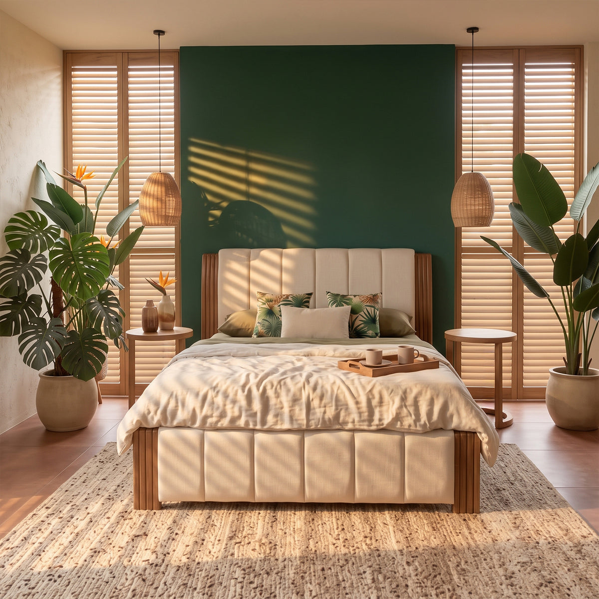 Cama Doble Parma Eurolino Beige, Natural