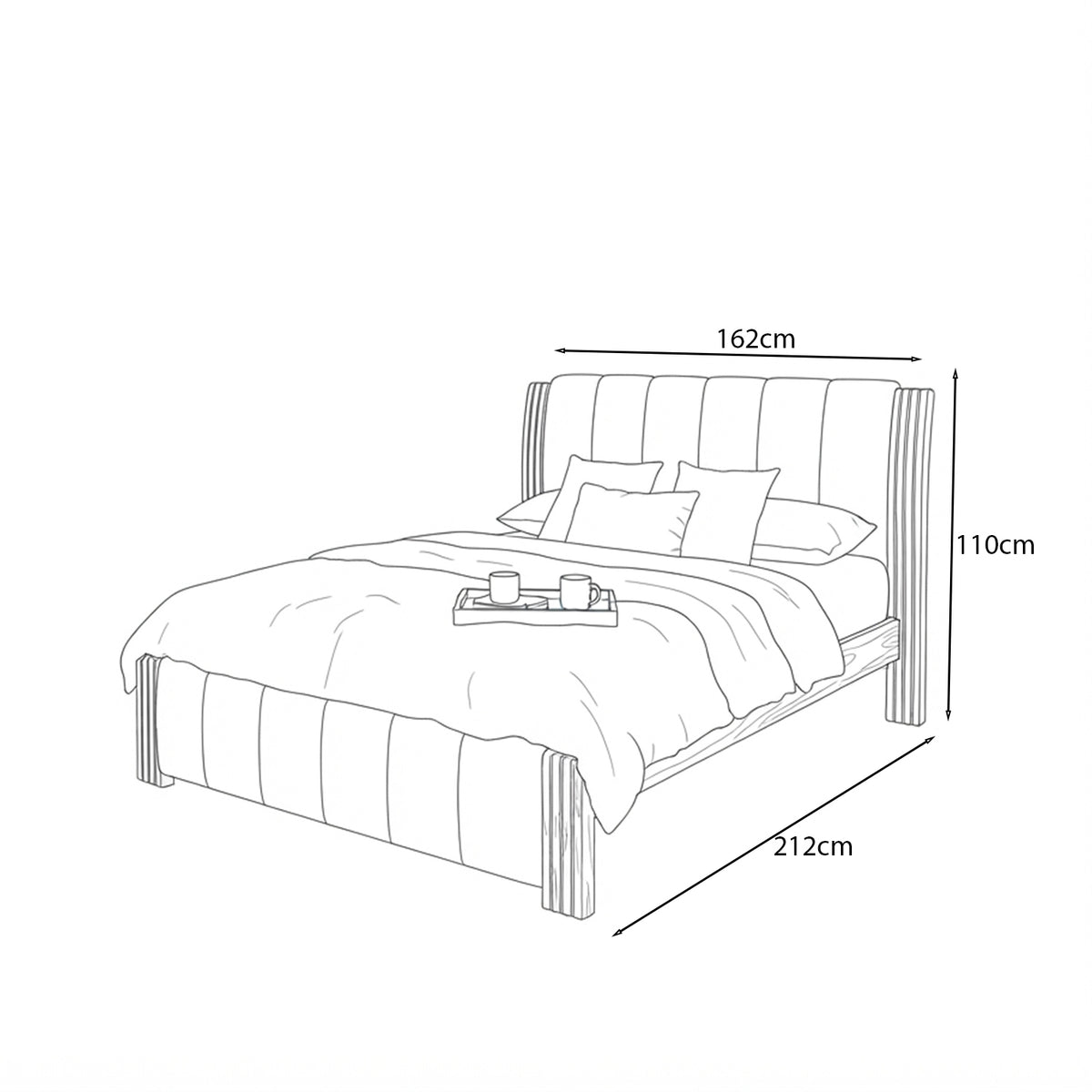 Cama Doble Parma Eurolino Beige, Natural