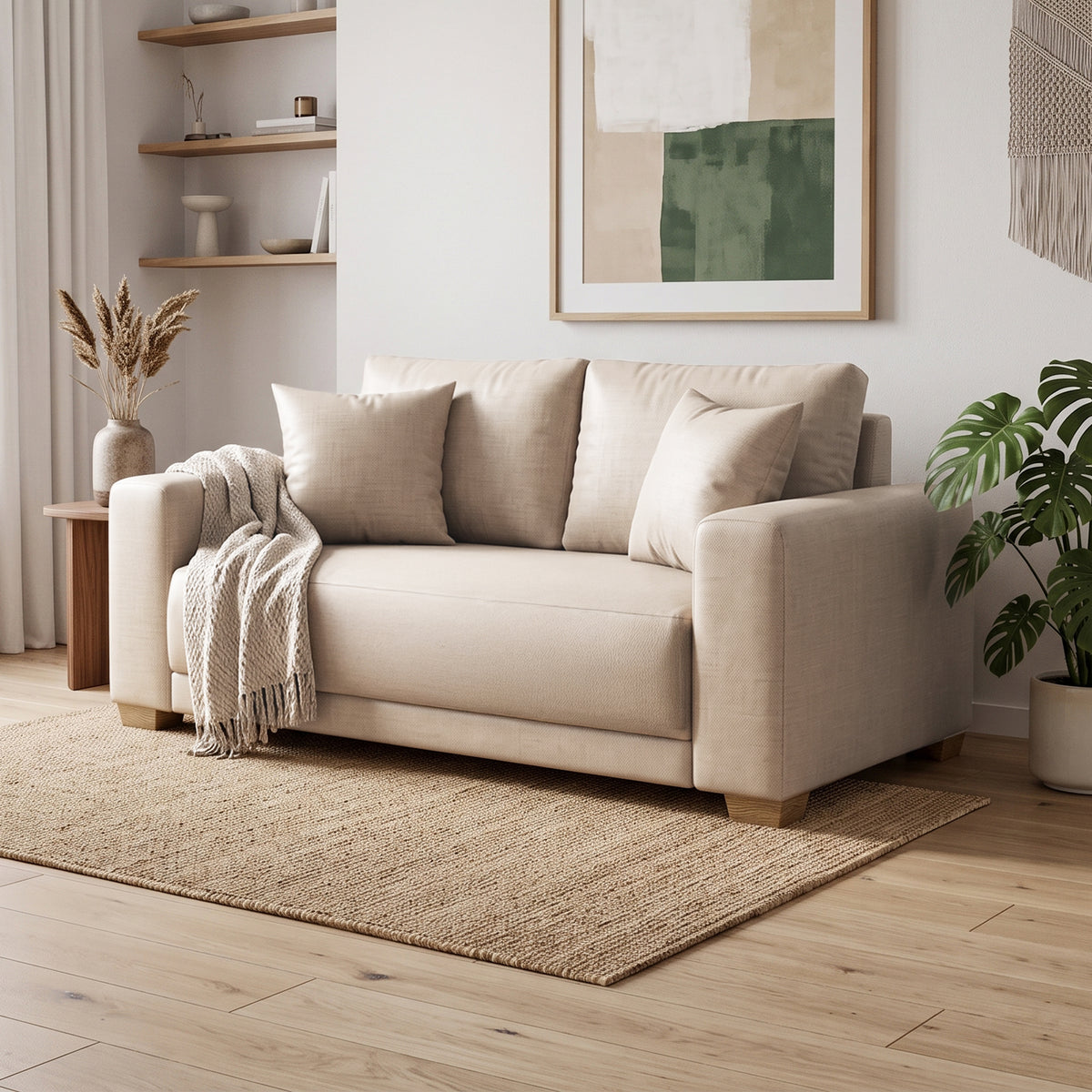 Sofá 2 Puestos Bianco Eurolino Marbella Beige, Natural