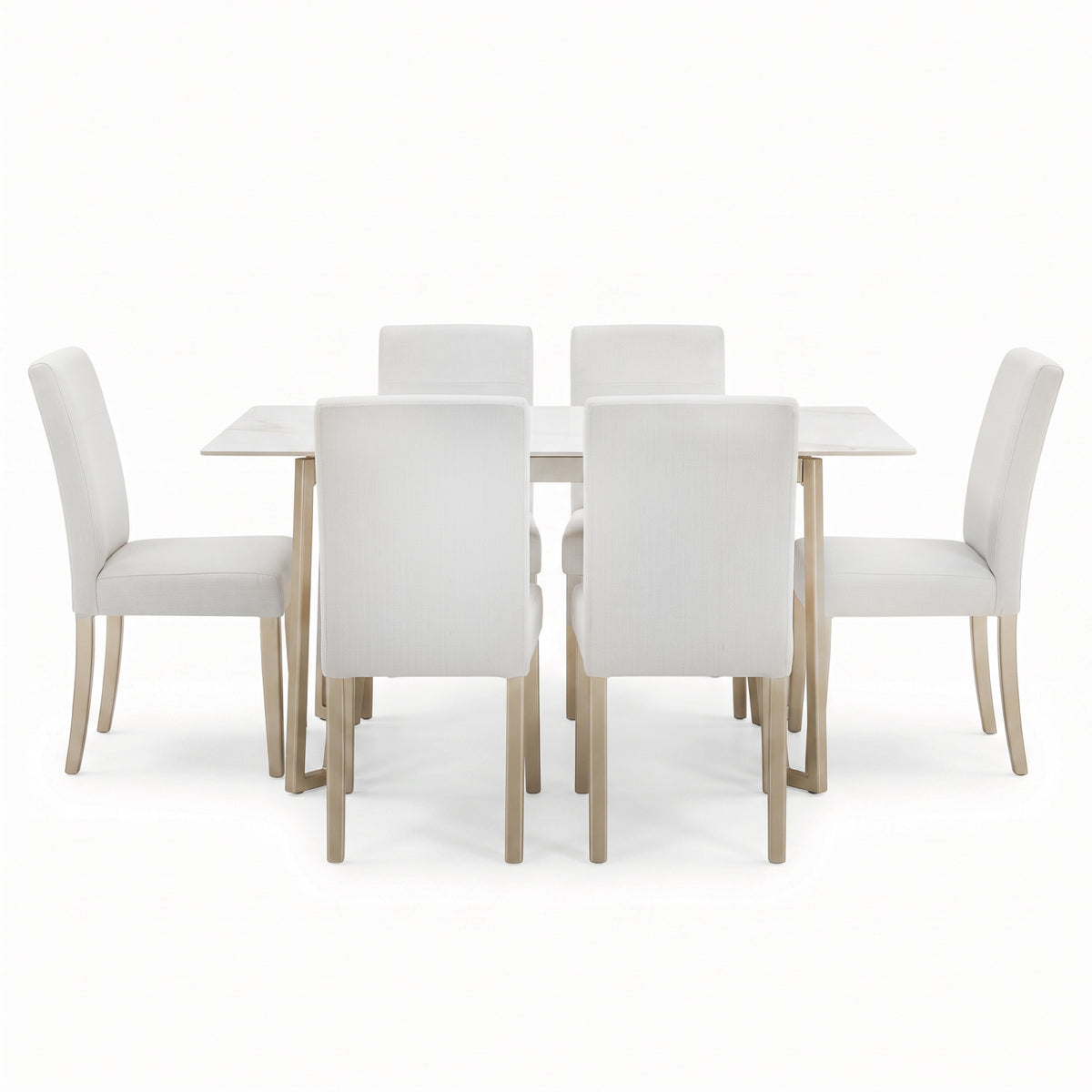Comedor 6 Puestos Bianco Eurolino Blanco, Champaña Base Para Vidrio