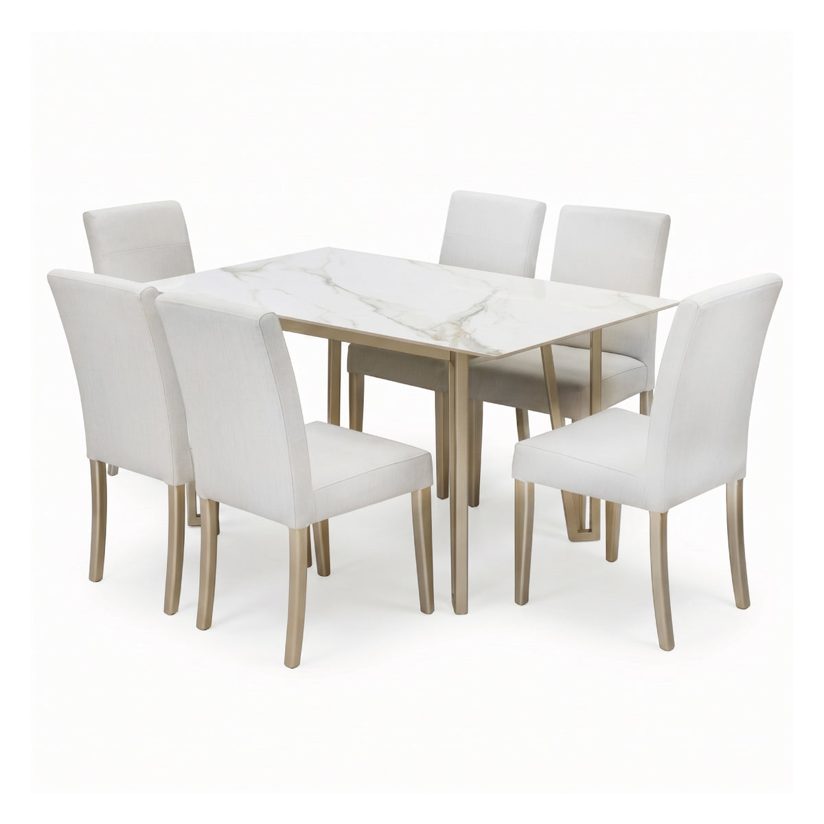 Comedor 6 Puestos Bianco Eurolino Blanco, Champaña Base Para Vidrio