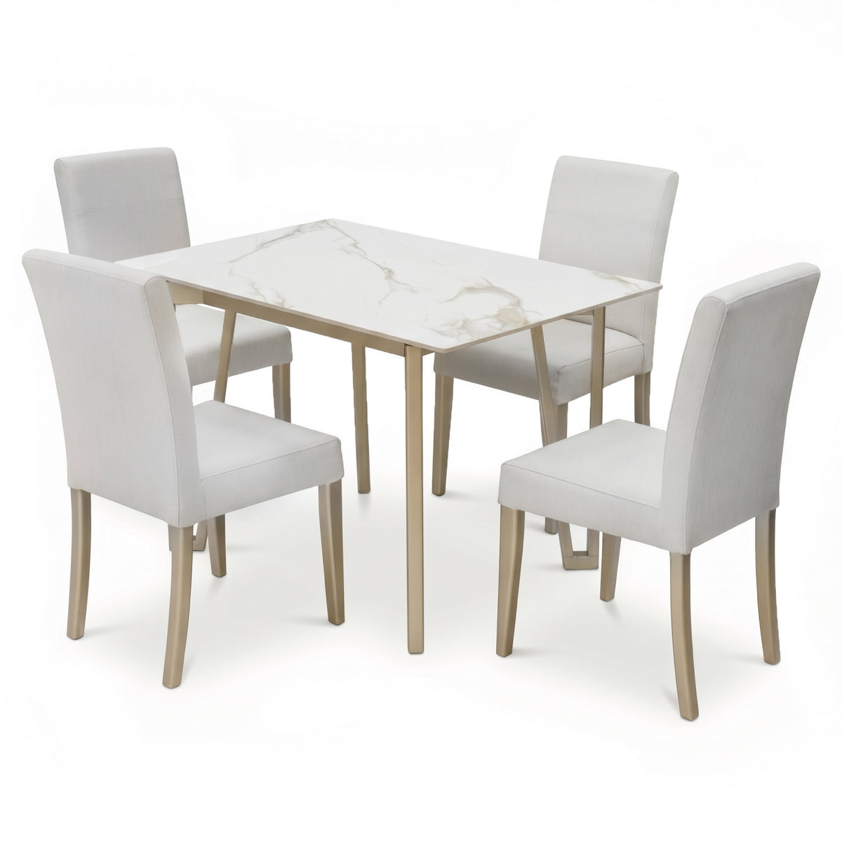 Comedor 4 Puestos Bianco Eurolino Blanco, Champaña Base Para Vidrio