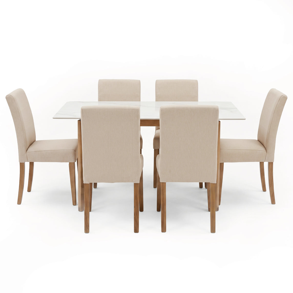 Comedor 6 Puestos Bianco Eurolino Marbella Beige, Natural Base Para Vidrio