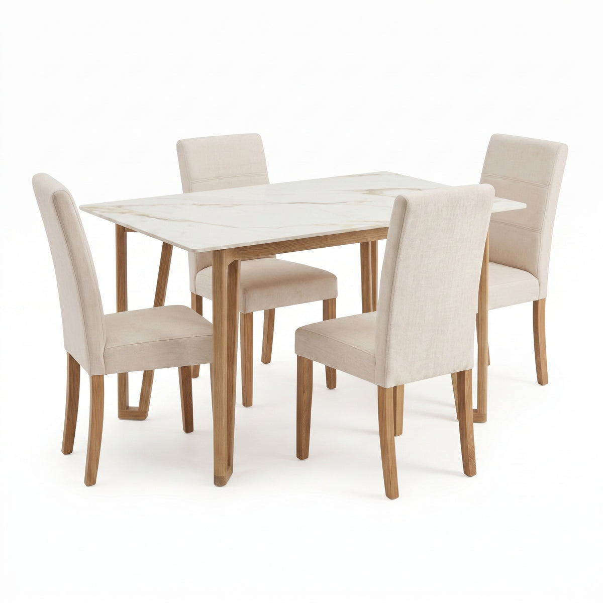 Comedor 4 Puestos Bianco Eurolino Marbella Beige, Natural Base Para Vidrio