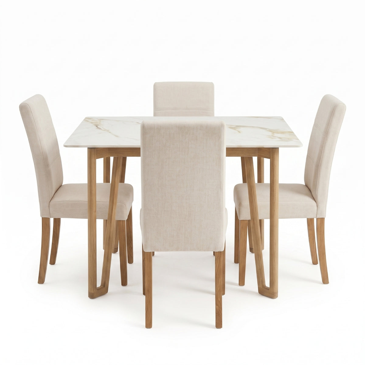 Comedor 4 Puestos Bianco Eurolino Marbella Beige, Natural Base Para Vidrio