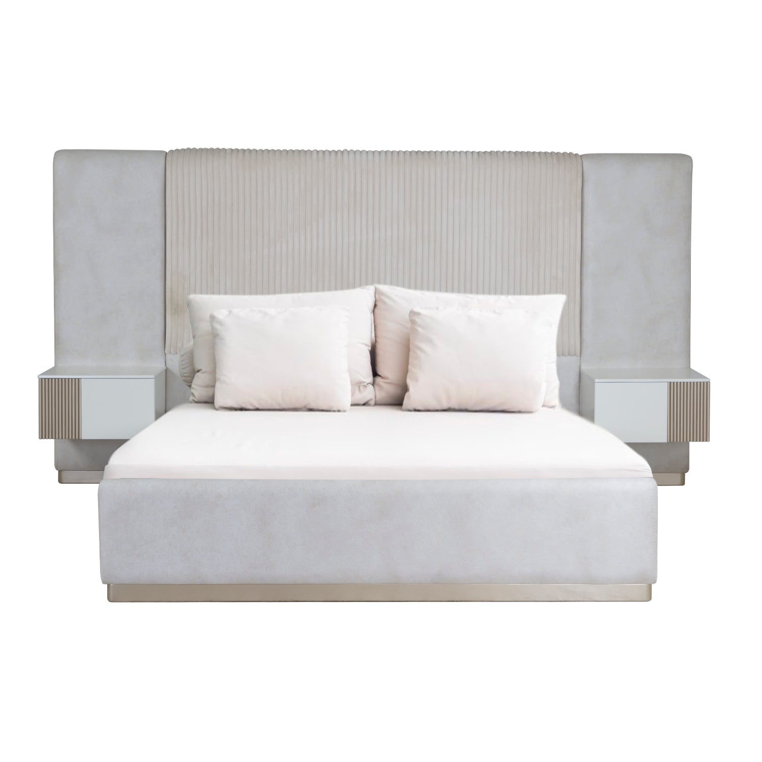 Cama Queen Montreal  Velvet Crudo y Champaña