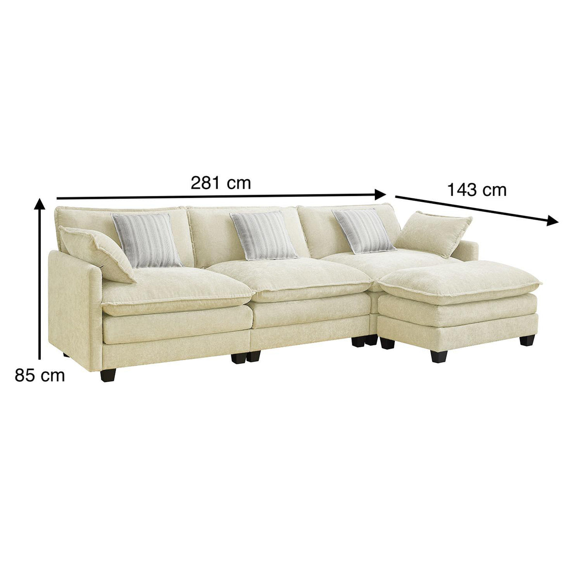 Sala Funcional Leoni Chenille Off White