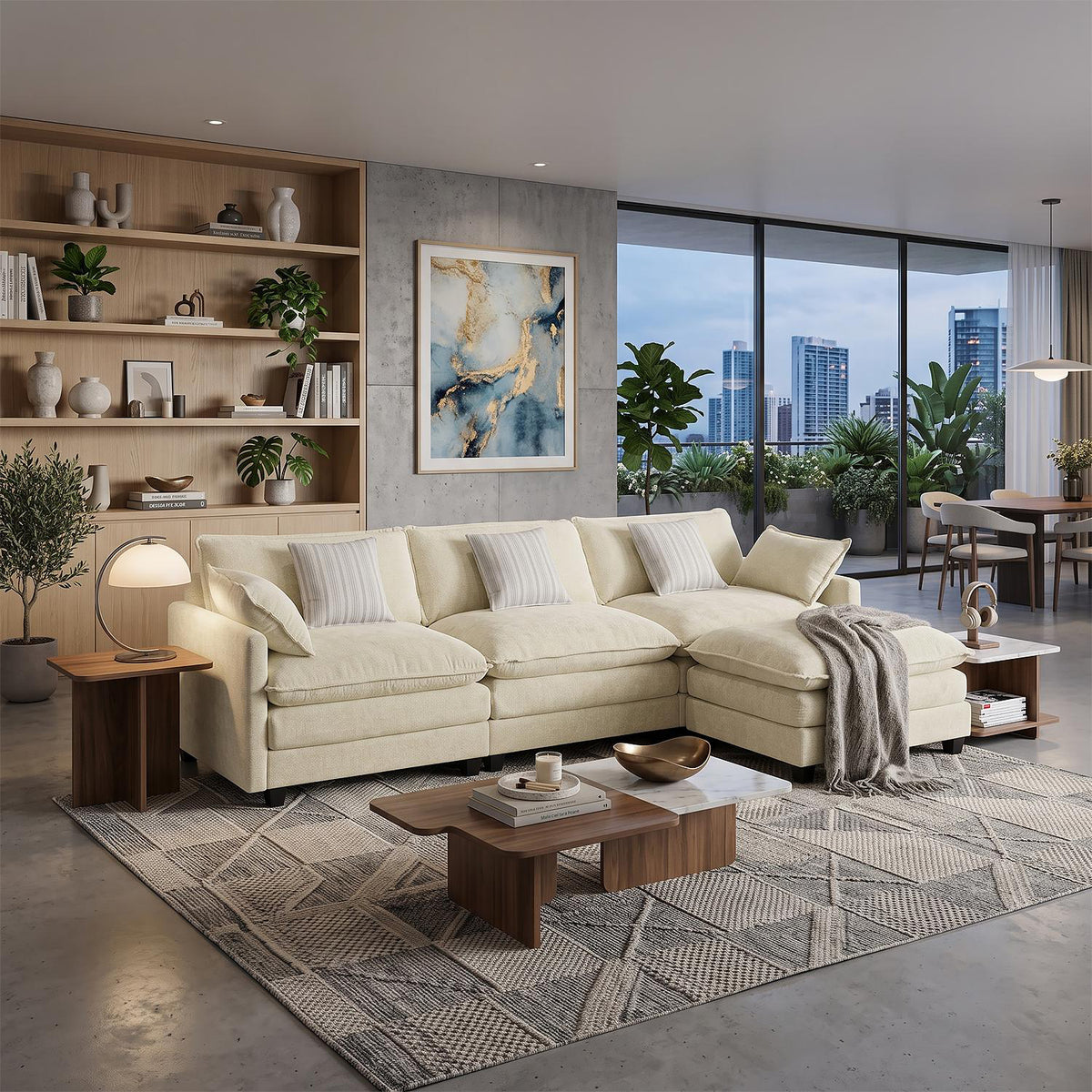 Sala Funcional Leoni Chenille Off White