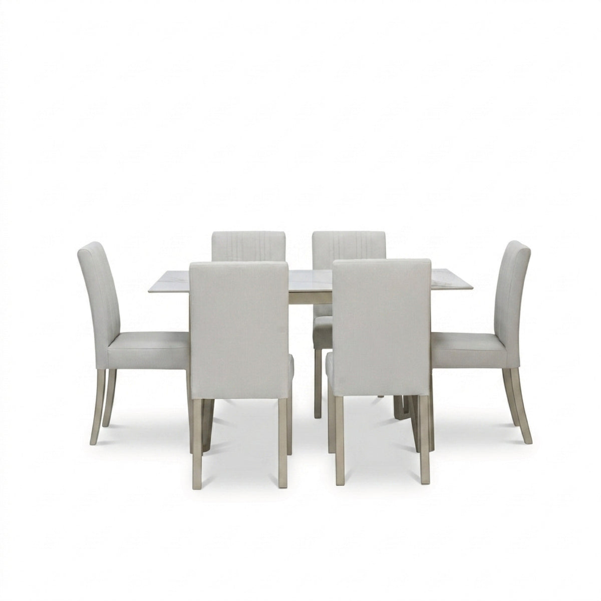 Comedor 6 Puestos Kenzo Eurolino Blanco, Champaña Cubierta Para Vidrio