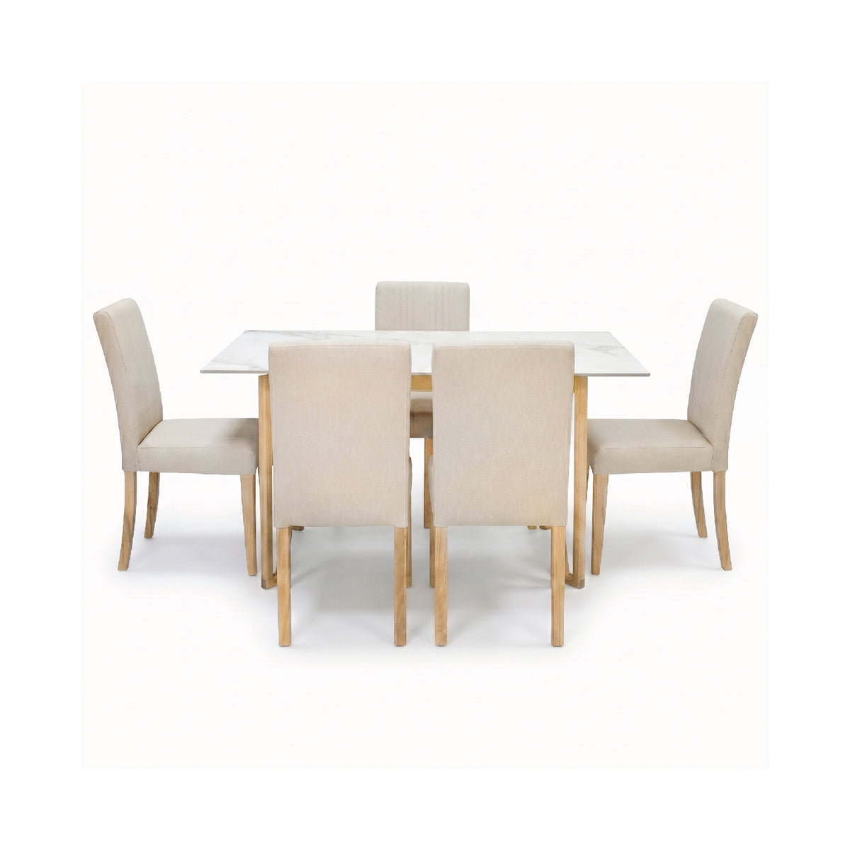 Comedor 6 Puestos Kenzo Eurolino Marbella Beige, Natural Base Para Vidrio