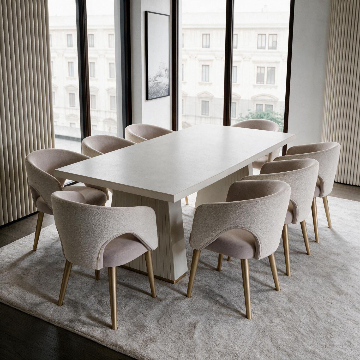 Comedor 8 Puestos Denver Velvet Beige, Champaña