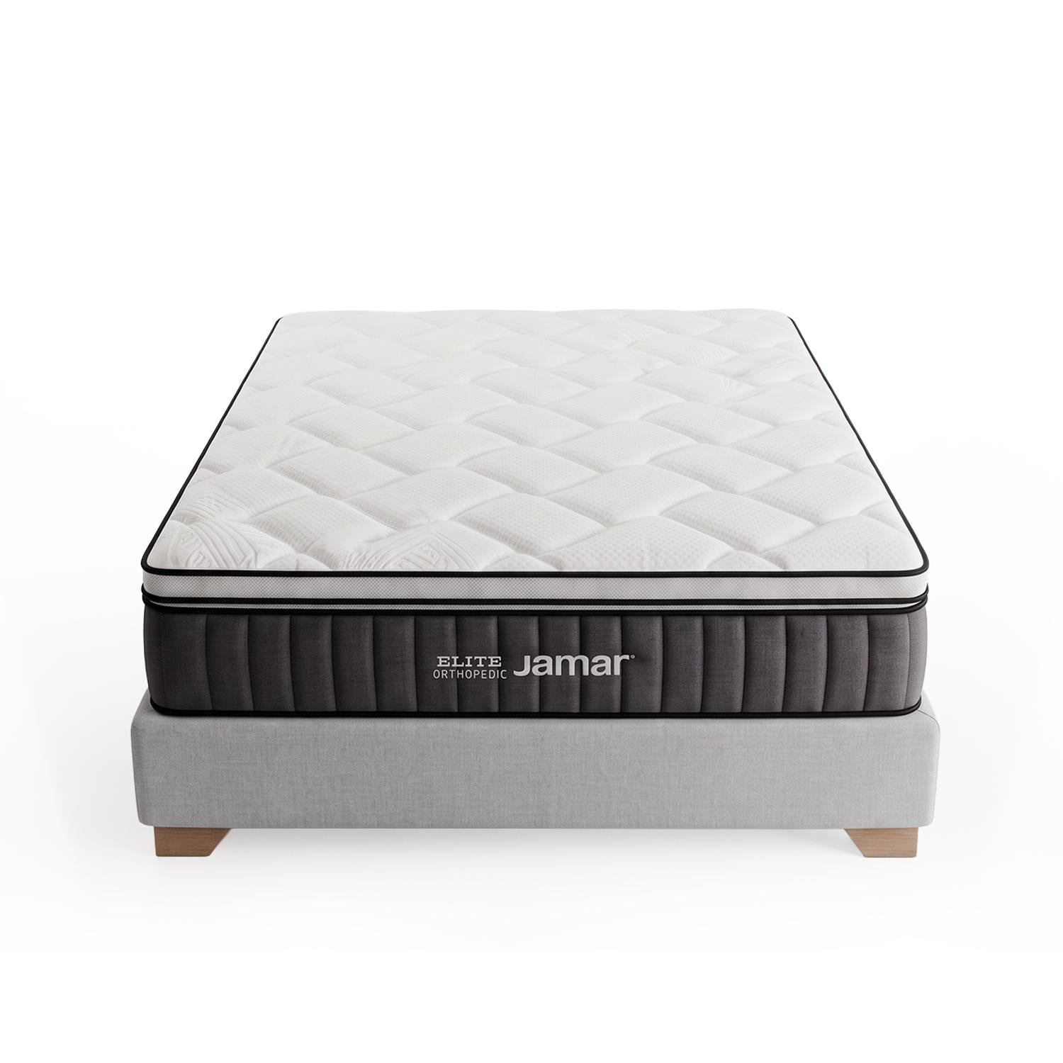 Combo Colchón Doble Elite Euro Top + Somier Taylor Plata + 2 Almohadas