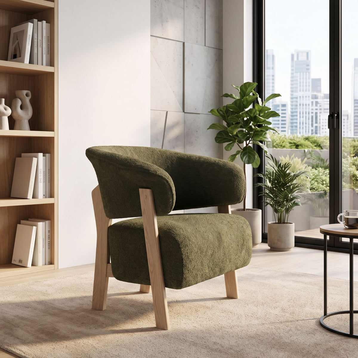 Poltrona Itaca Boucle Dotty Home Verde, Natural