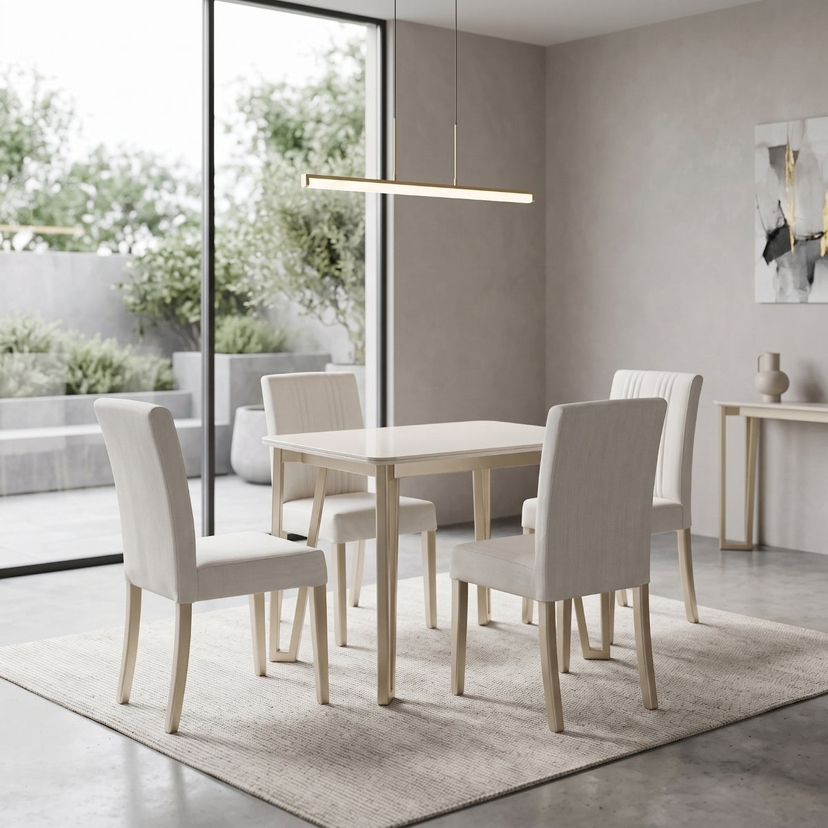 Comedor 4 Puestos Kenzo Eurolino Blanco, Champaña, Blanco Perla