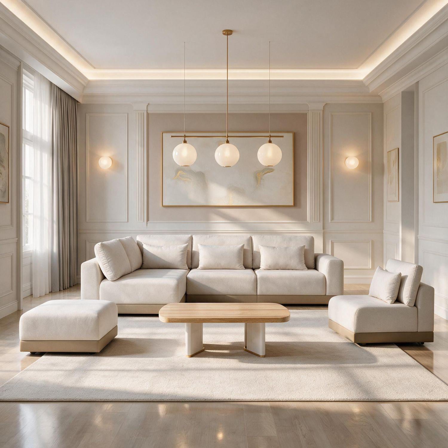 Sala Funcional Montreal Velvet Serena Crema Izquierda