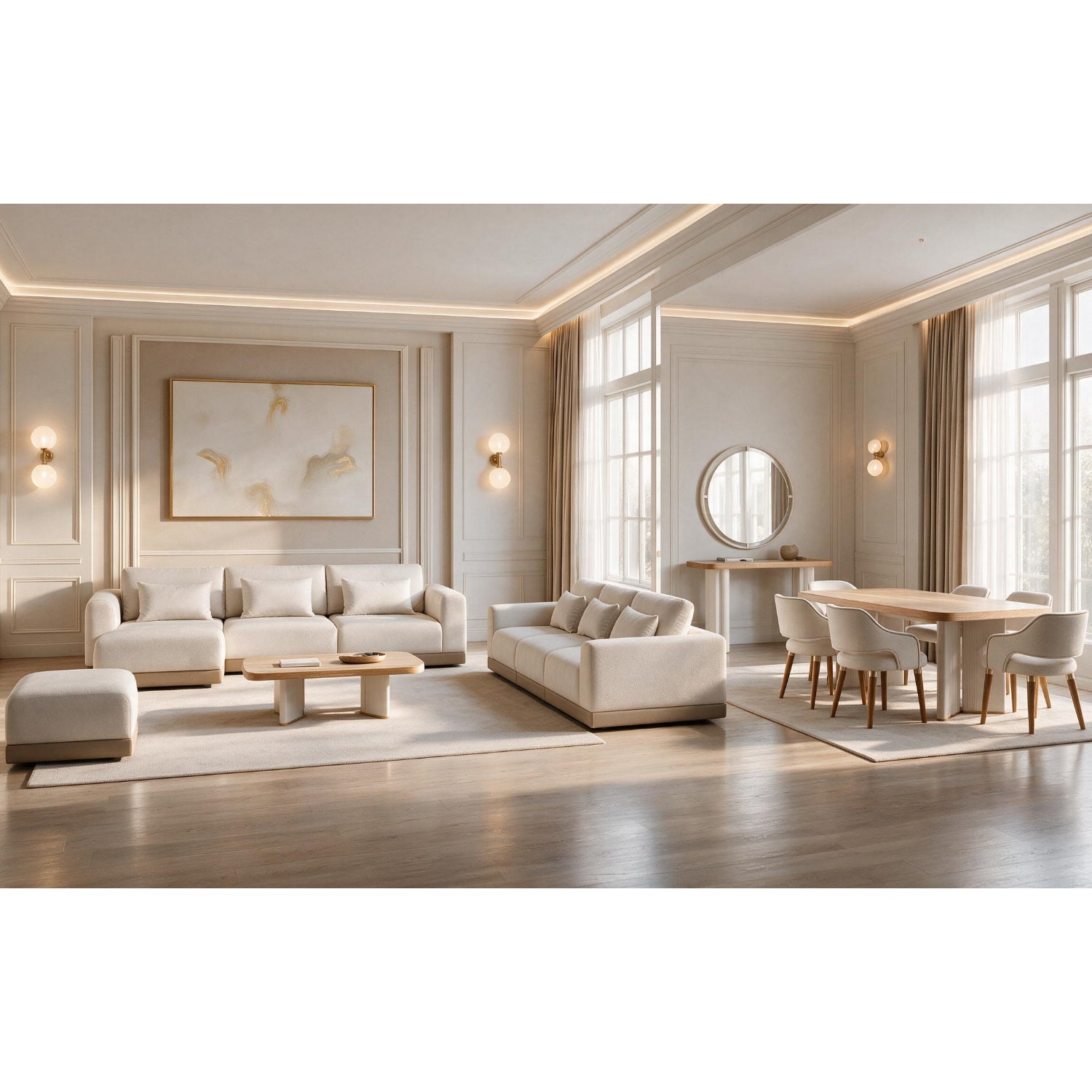 Sala Funcional Montreal Velvet Serena Crema Izquierda