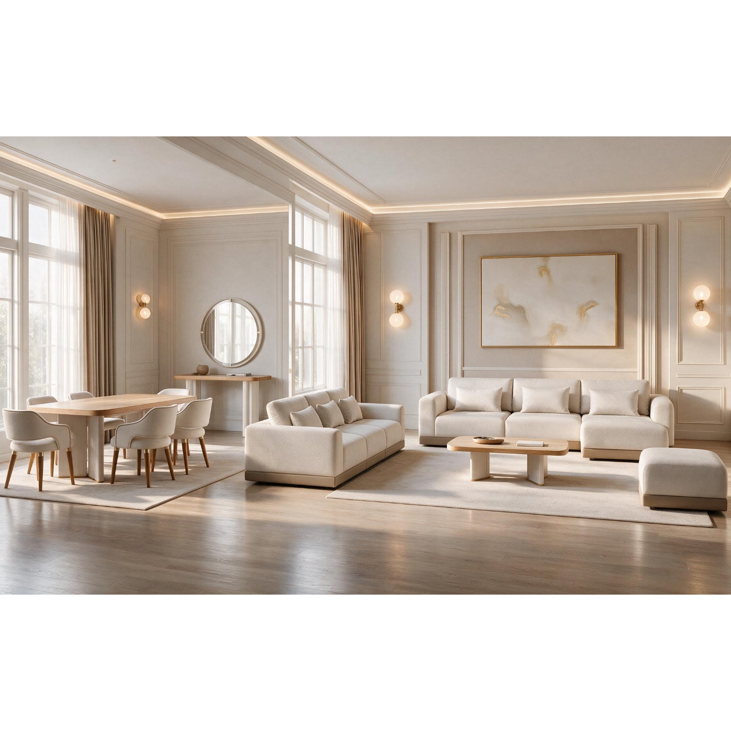 Sala Funcional Montreal Velvet Serena Crema Derecha