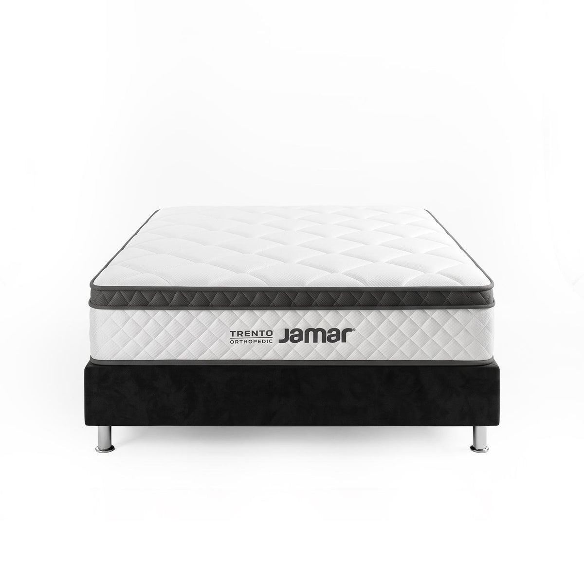 Combo Colchón Doble Trento + Somier Napoli Negro + 2 Almohadas + Protector de Colchón