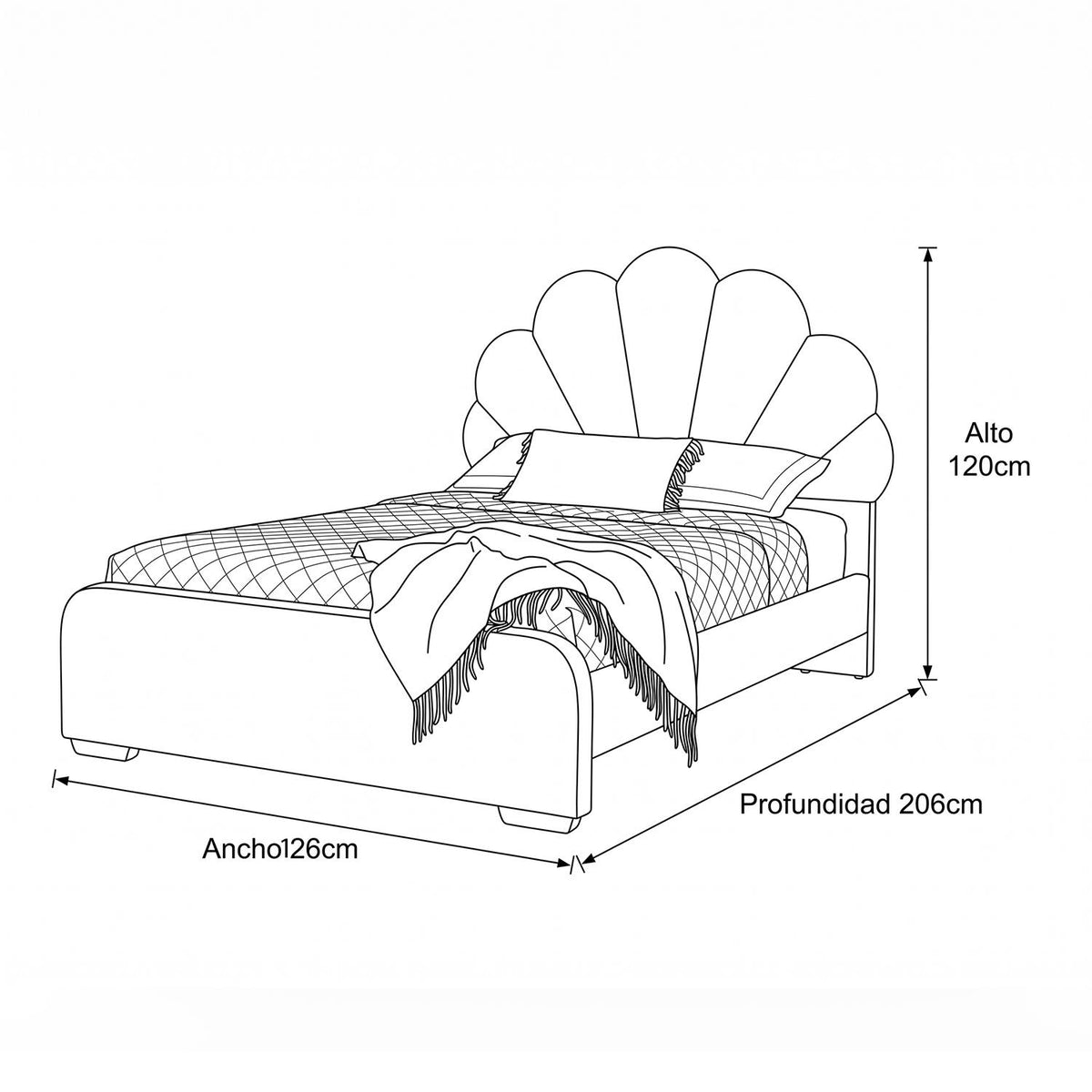 Cama 1.00 Ibis Rosa, Natural