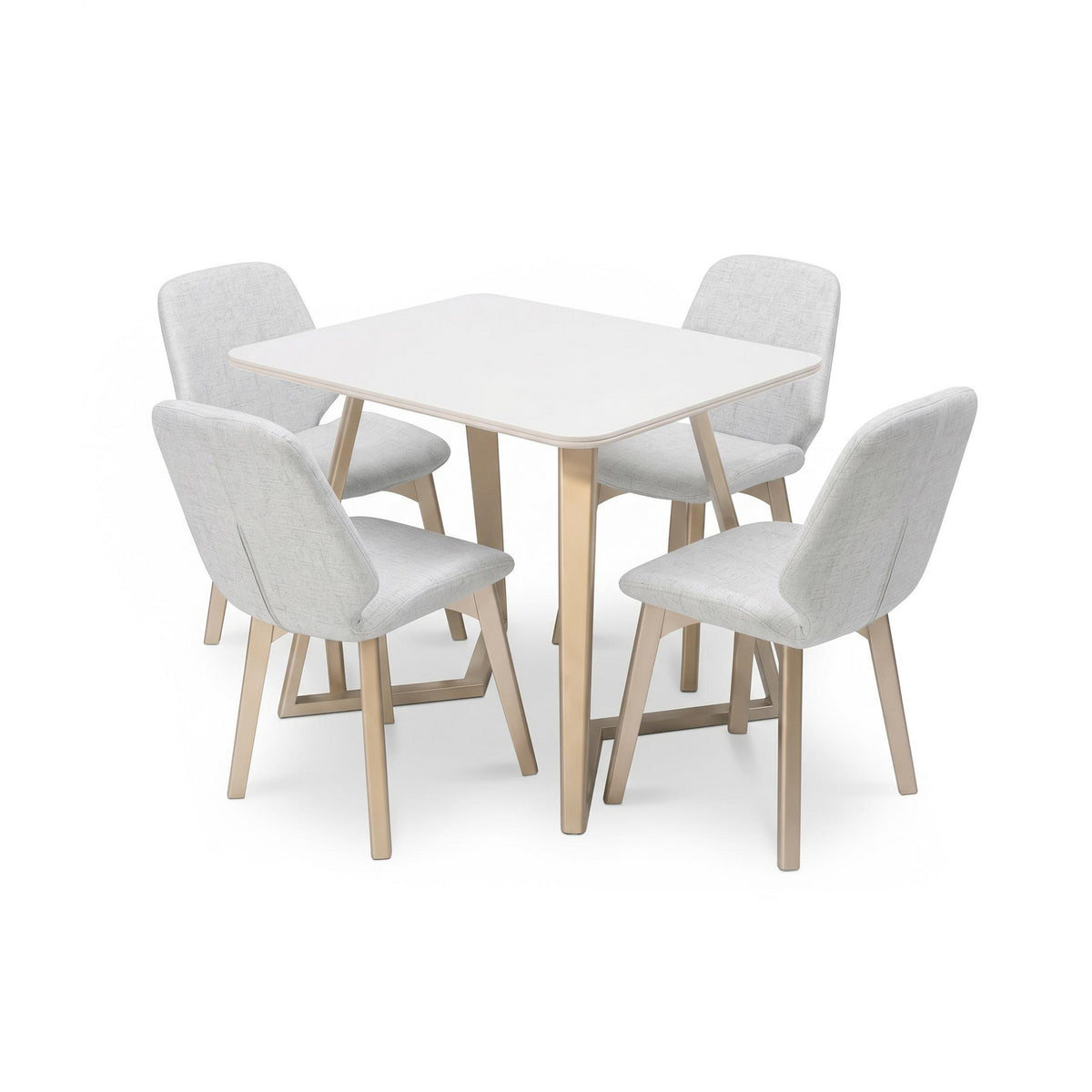 Comedor 4 Puestos Abby Chenille Almendra , Champaña, Blanco Perla