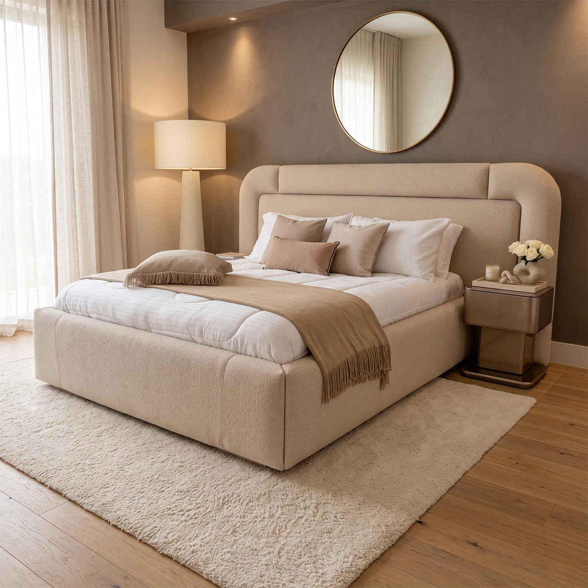 Cama 1.40 Porthos Eur Bali Beige, Off White