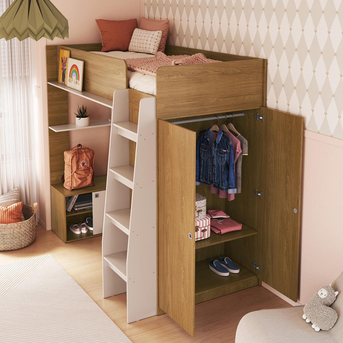 Cama Multifuncional 0.90 Axel Natural, Off White
