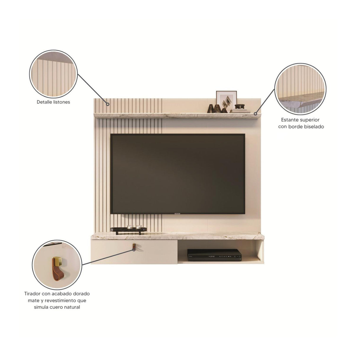 Panel Tv Atenea 141X136X29 Marmolado