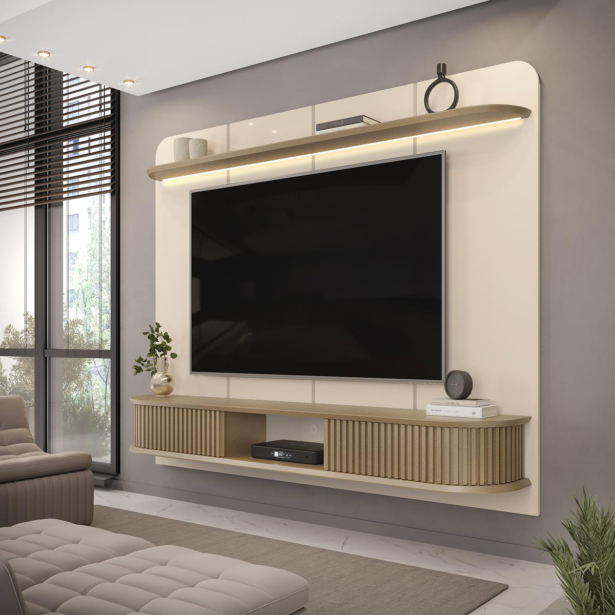 Panel Tv Cami 215X169X38 Off White, Champana