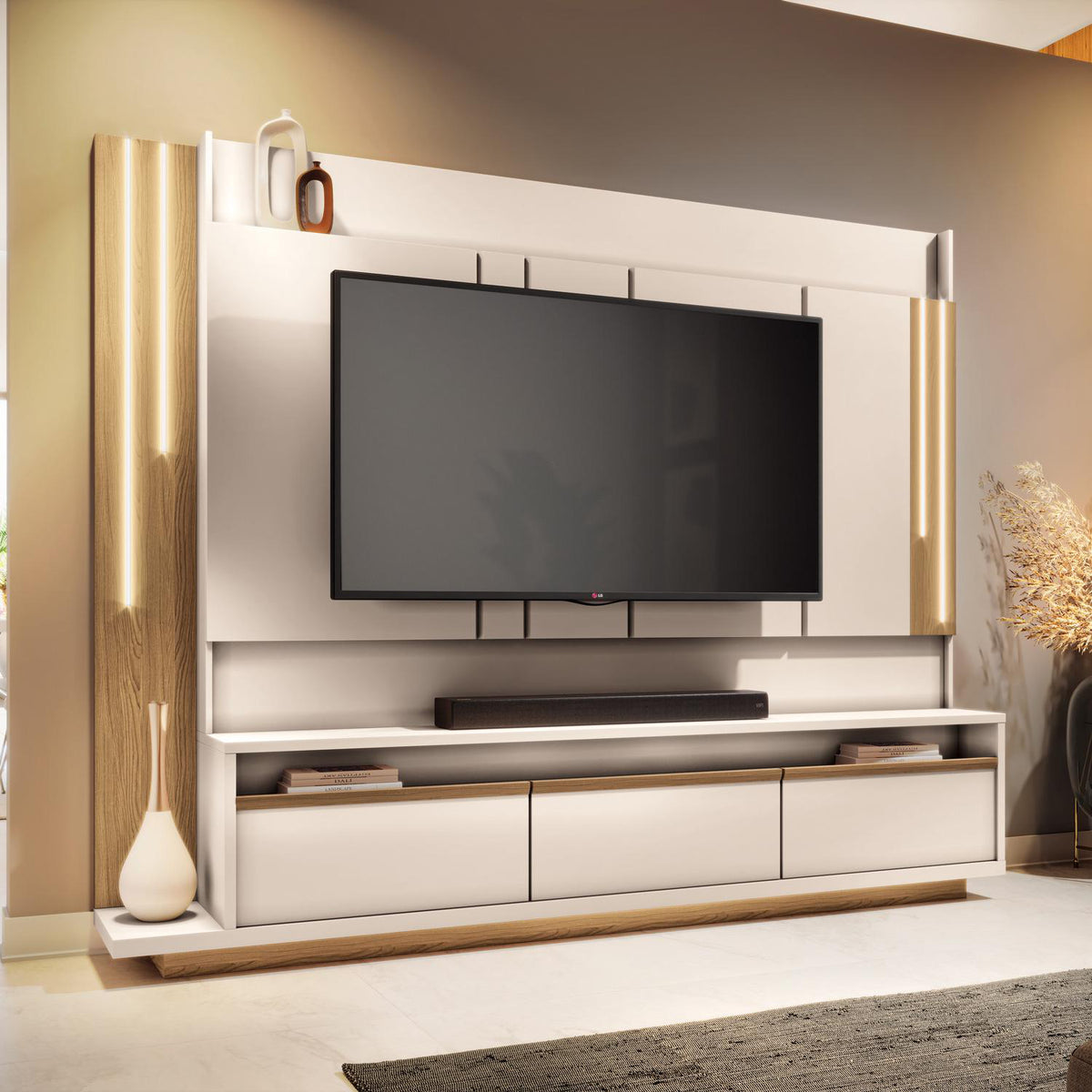 Centro Entretenimiento Smart 240X192 Natural, Offwhite