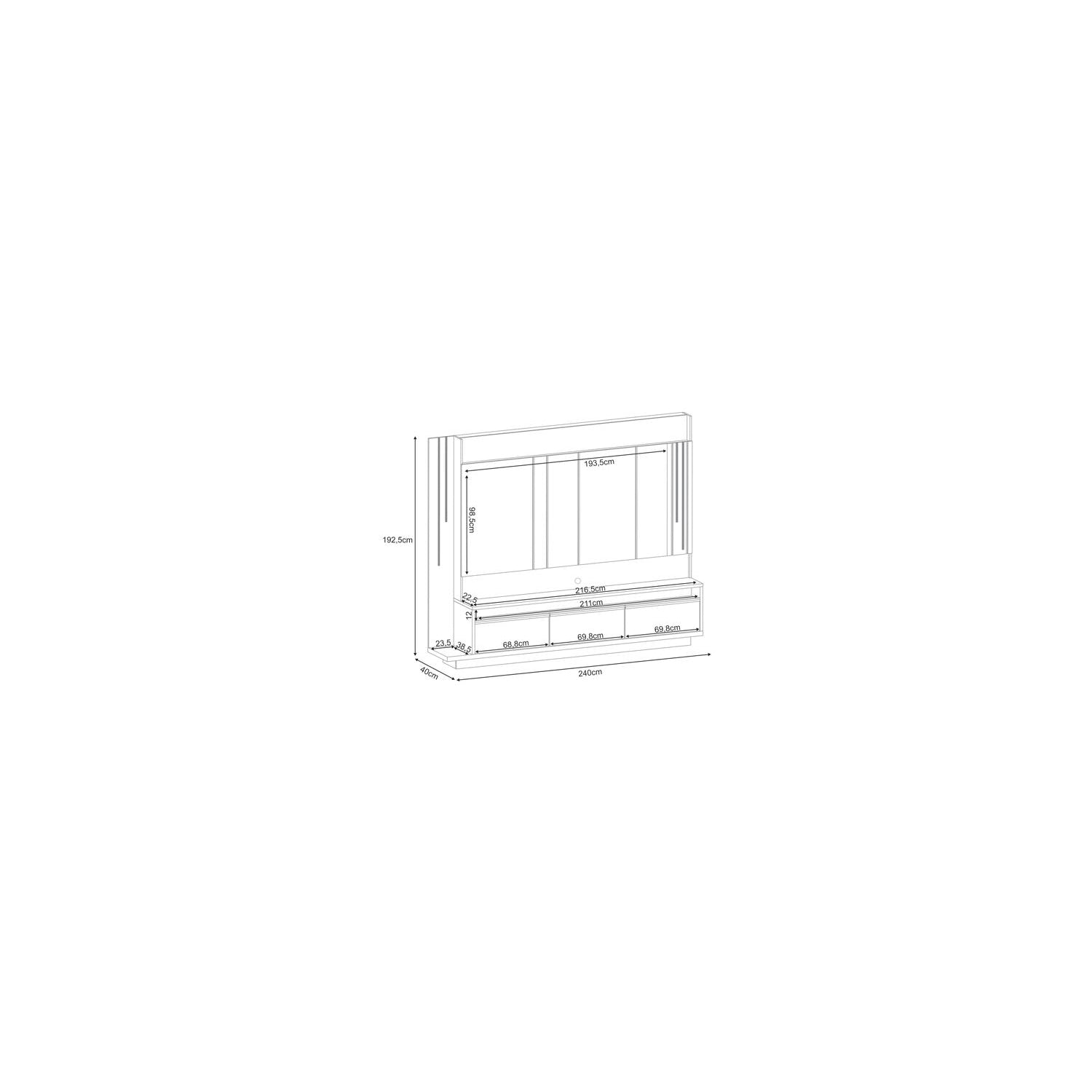 Centro Entretenimiento Smart 240X192 Natural, Offwhite