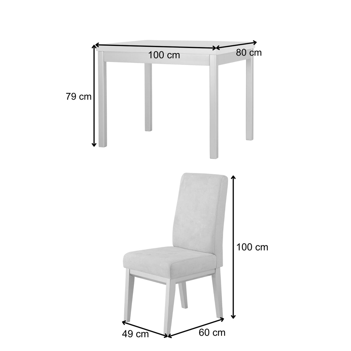 Comedor 4 Puestos Walcot Eurolino Blanco Puro, Champaña