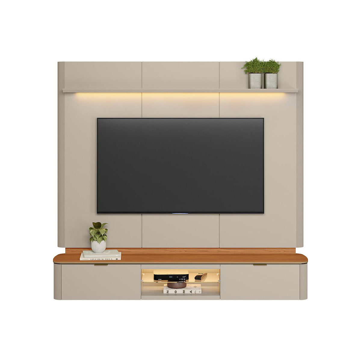 Panel De Tv 180X166X35 Ferrara Natural, Off White