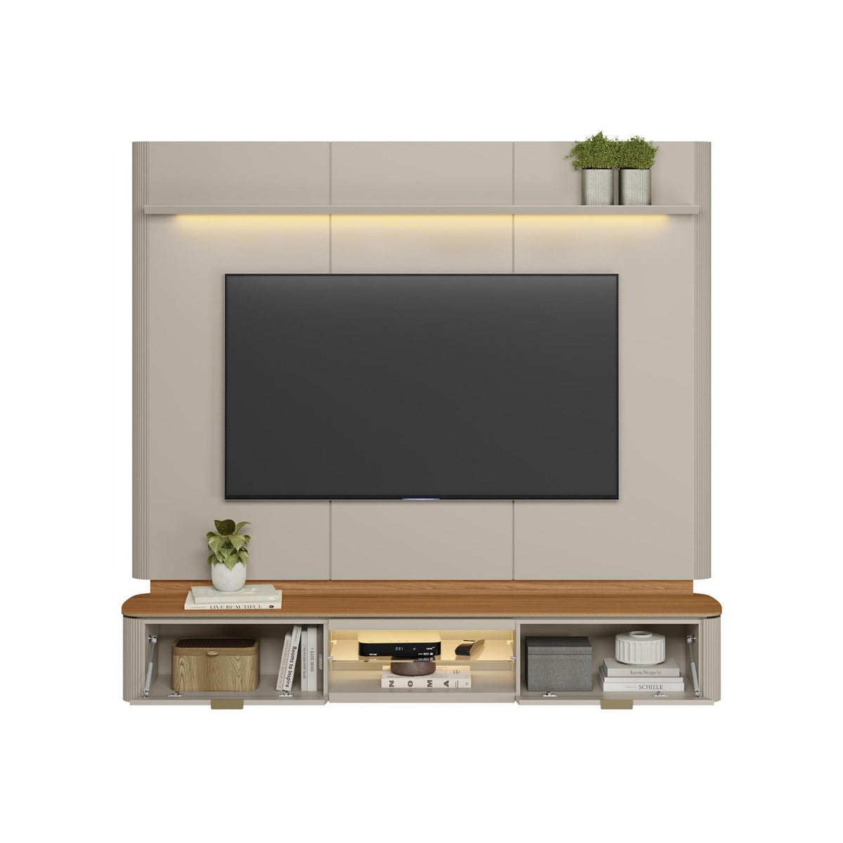 Panel De Tv 180X166X35 Ferrara Natural, Off White