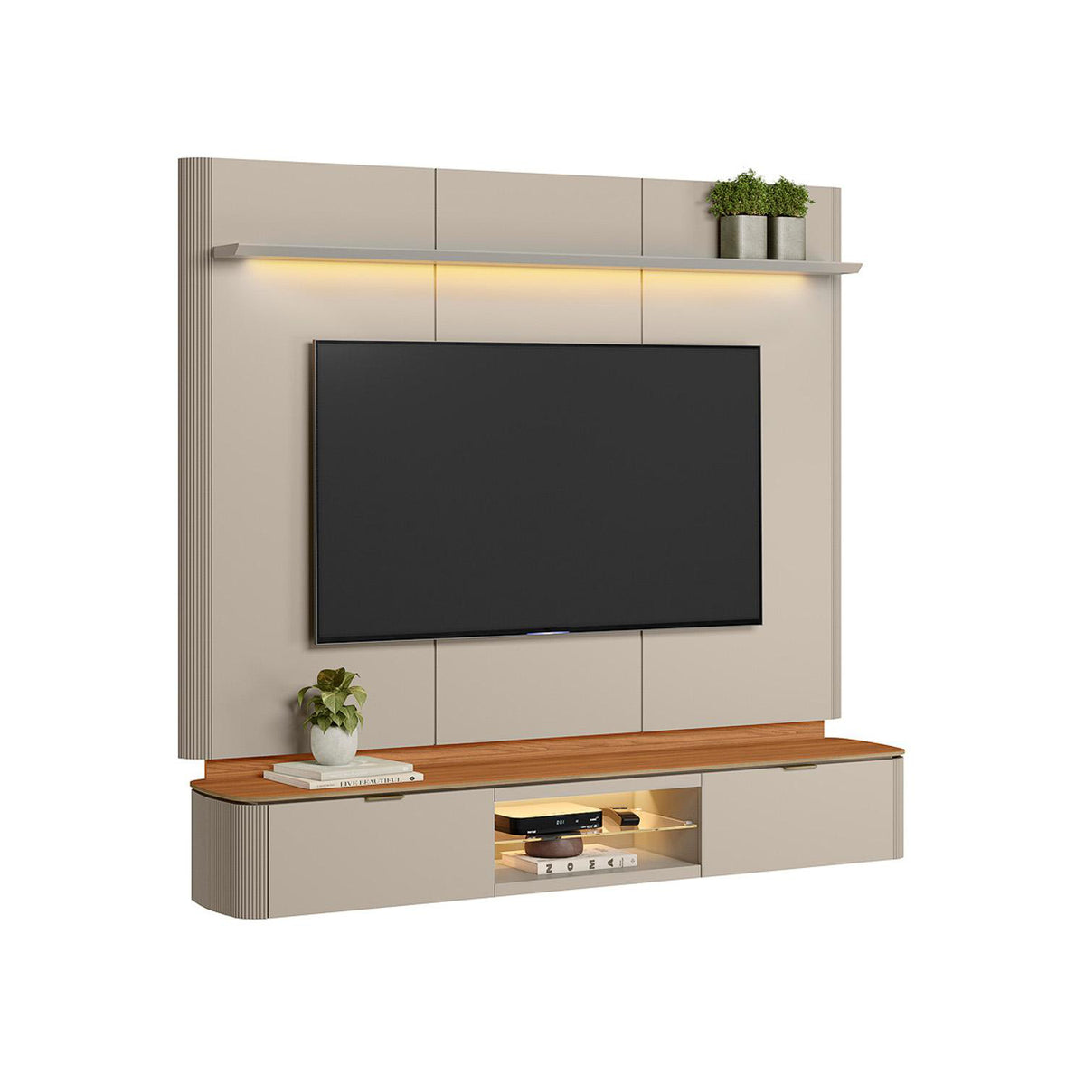 Panel De Tv 180X166X35 Ferrara Natural, Off White