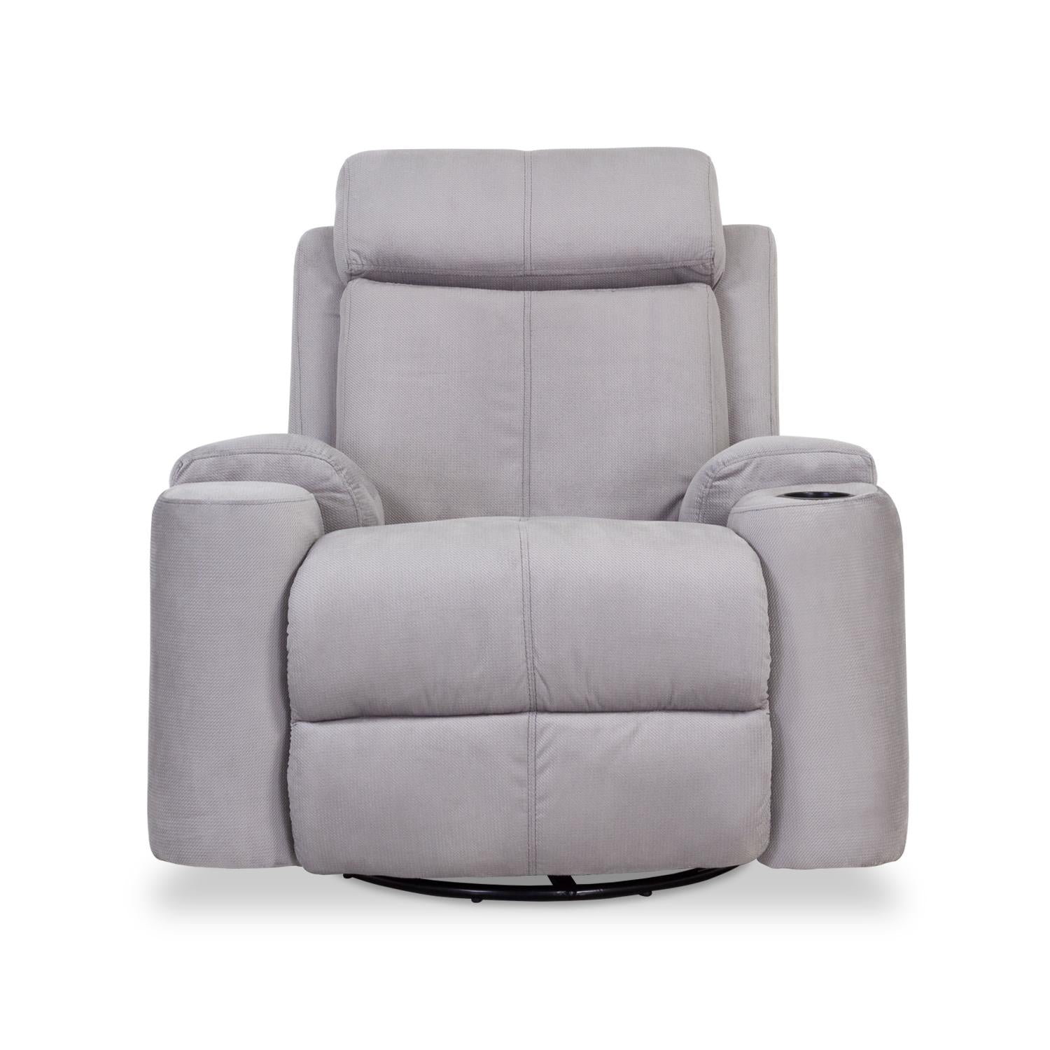 Sillón Reclinable Delta Microfibra Poland Gris Giratoria, Mecedora