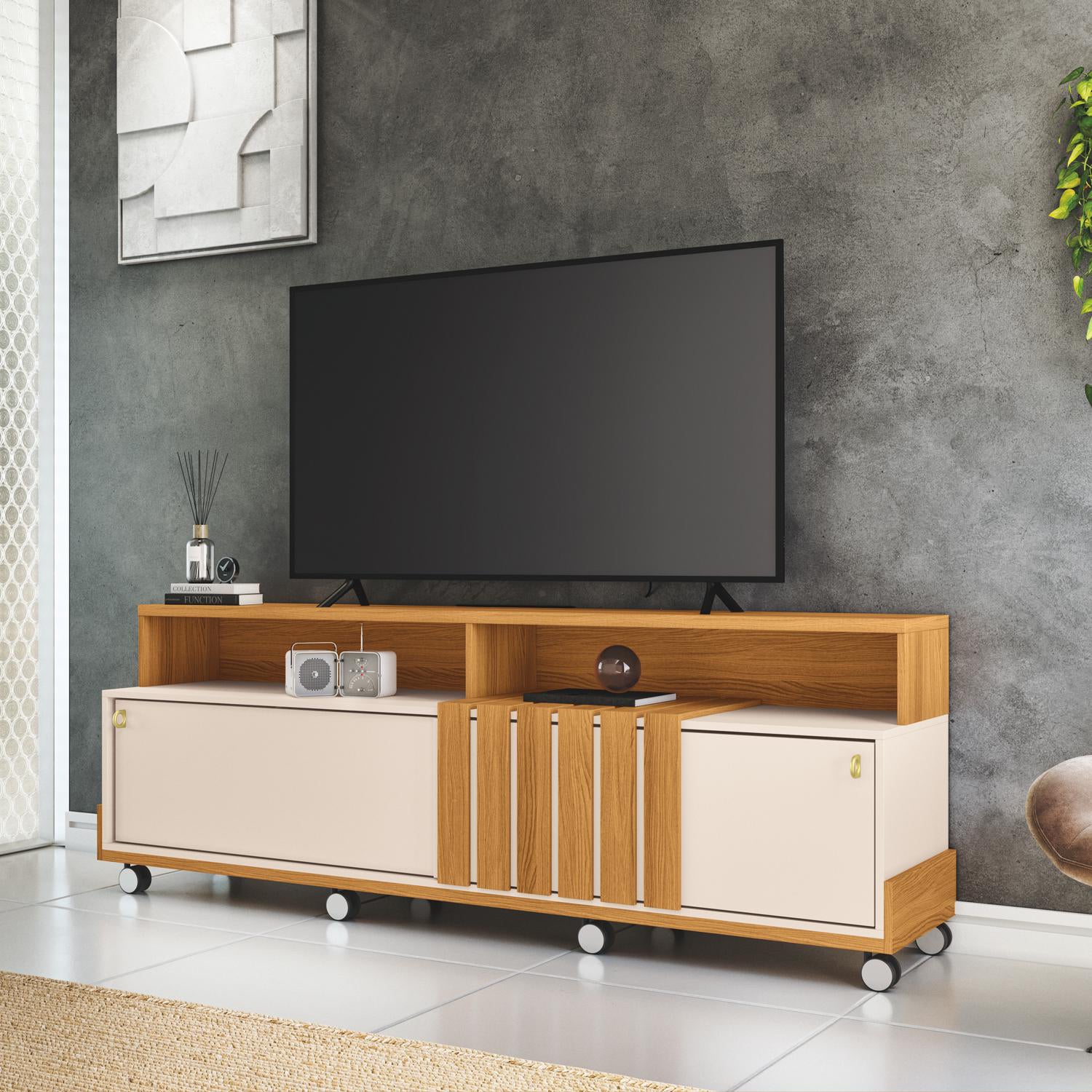 Mesa De Tv Gael 180X65X40 Natural, Off White