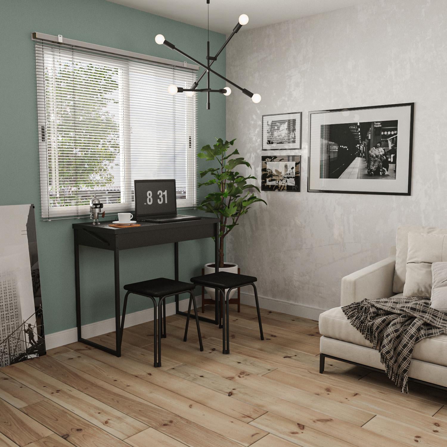 Escritorio 92X76X44 Canes Negro Plegable